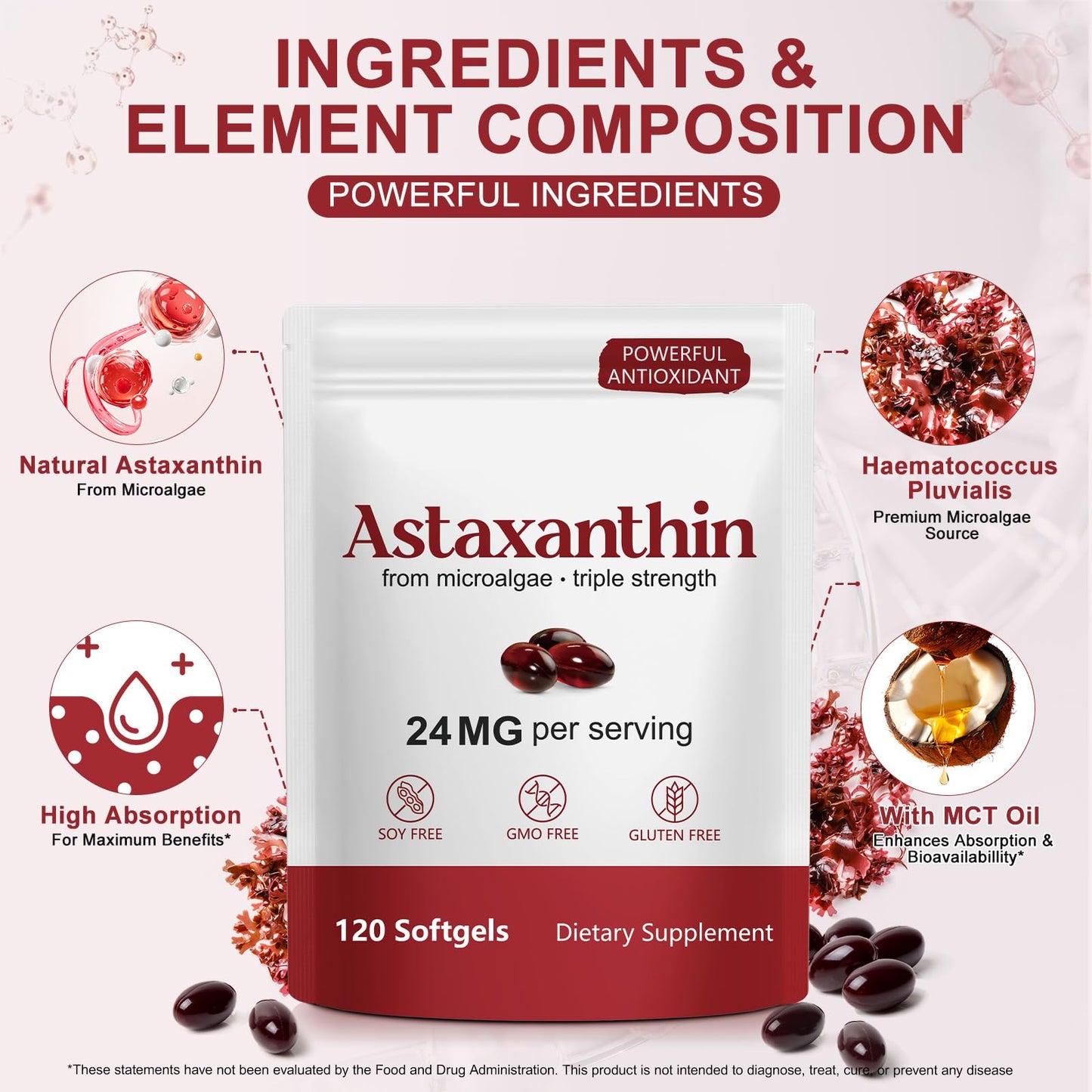 FANSHI Astaxanthin 24mg Supplement Capsule 120 Count