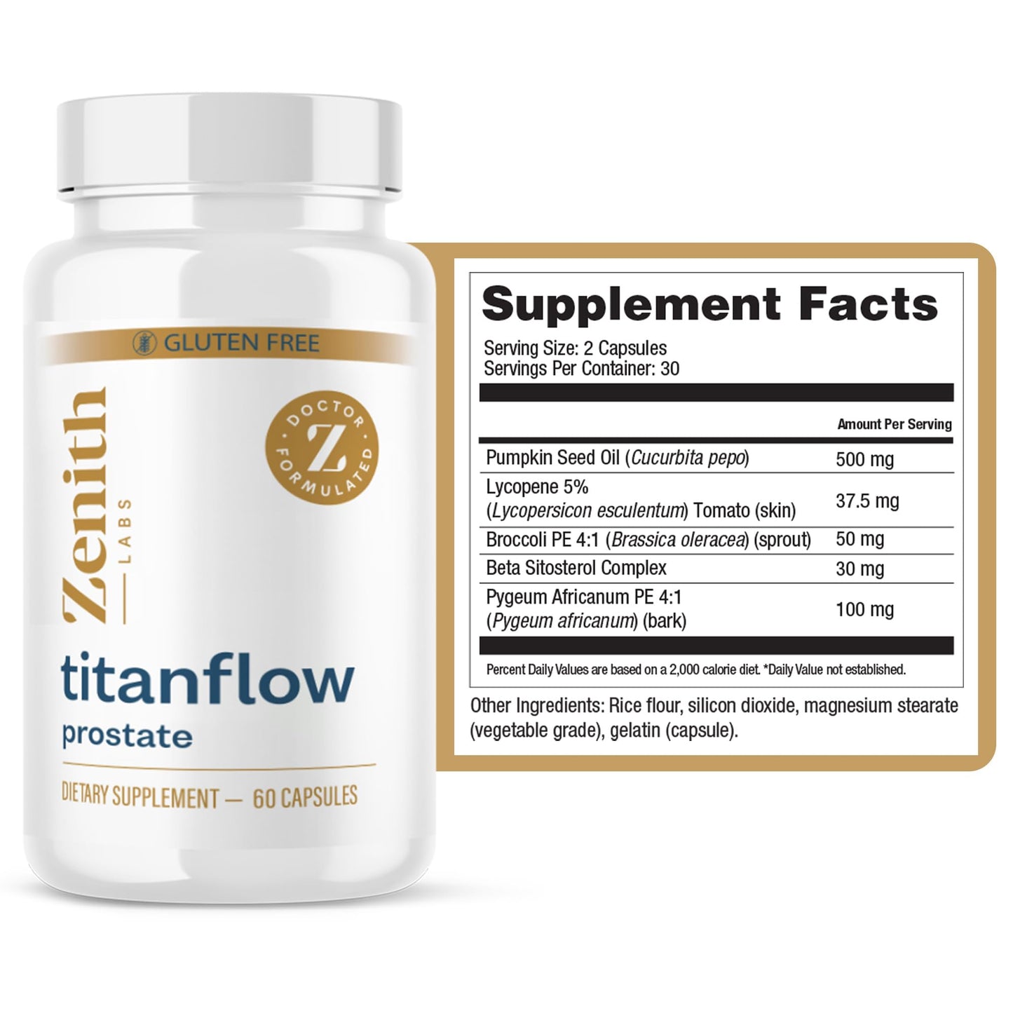 Zenith Labs TitanFlow Prostate Support Capsules with Pumpkin Seed Oil, 60 Capsules