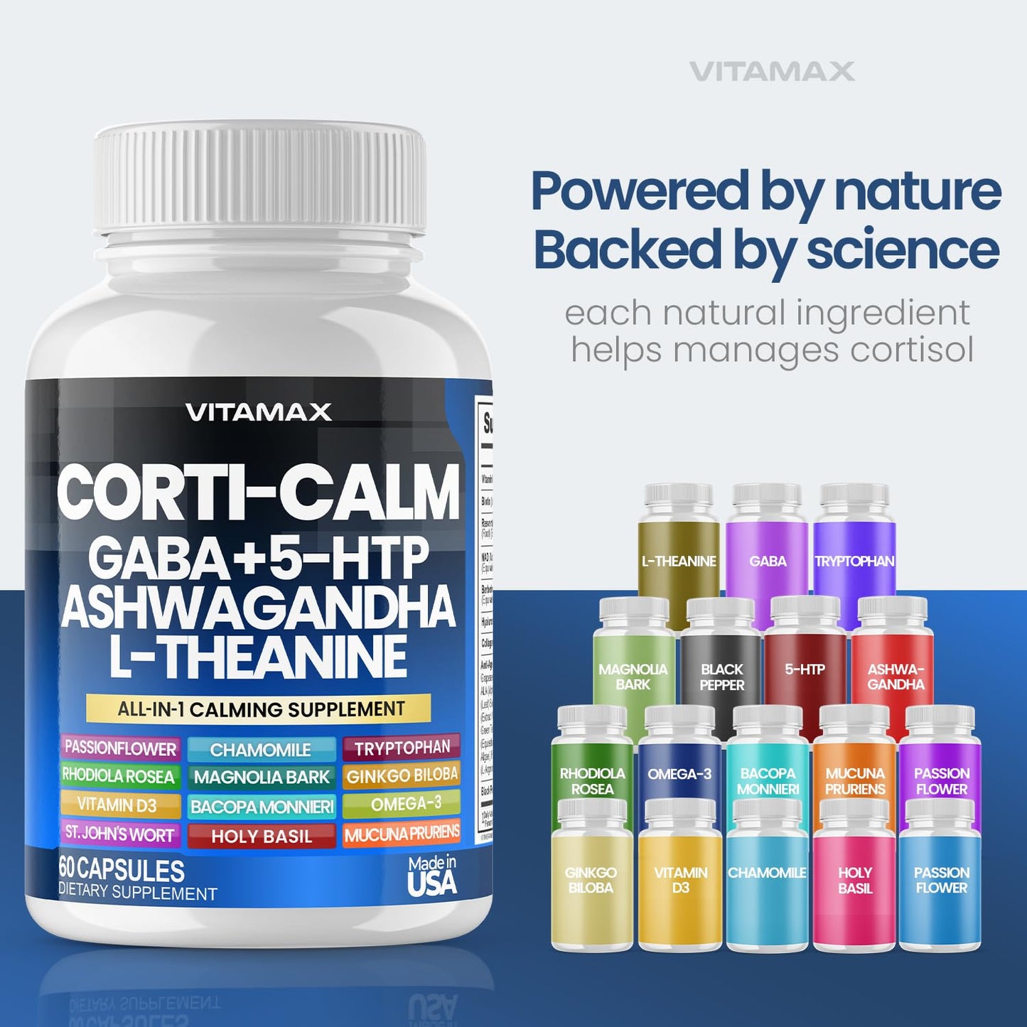 Vitamax Corti-Calm Cortisol Supplement Capsule 60 Count