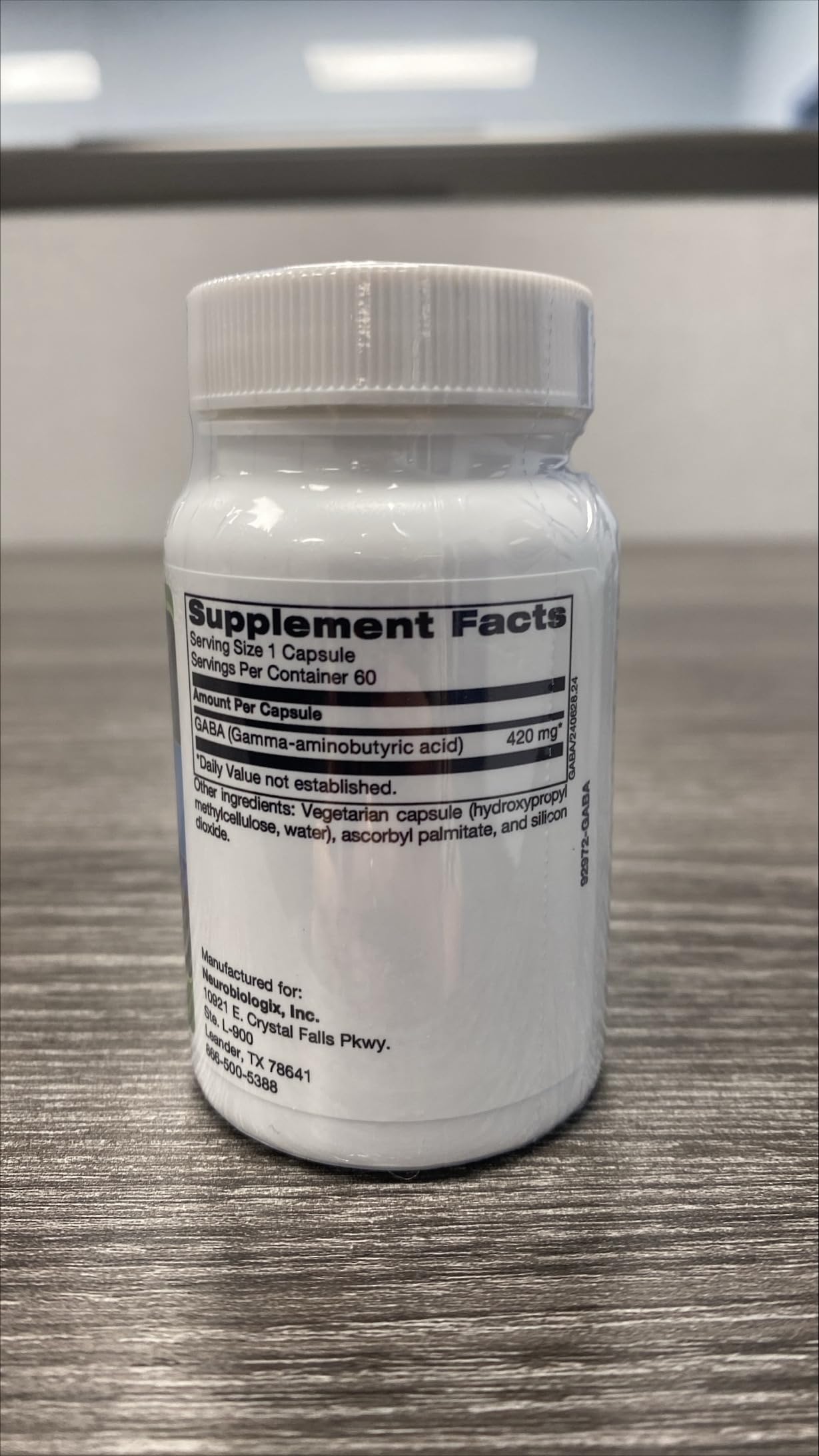Neurobiologix GABA 500mg Capsule, 60 Capsules