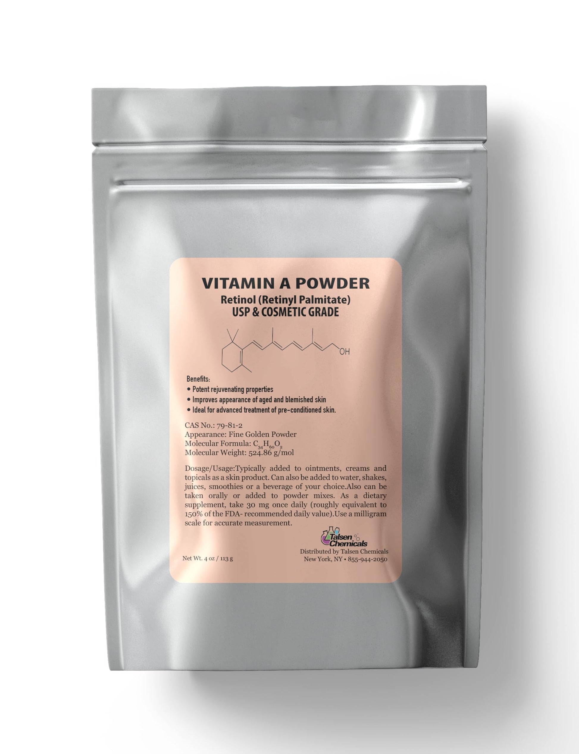 Talsen Chemicals Vitamin A Powder Retinyl Palmitate, 4 oz