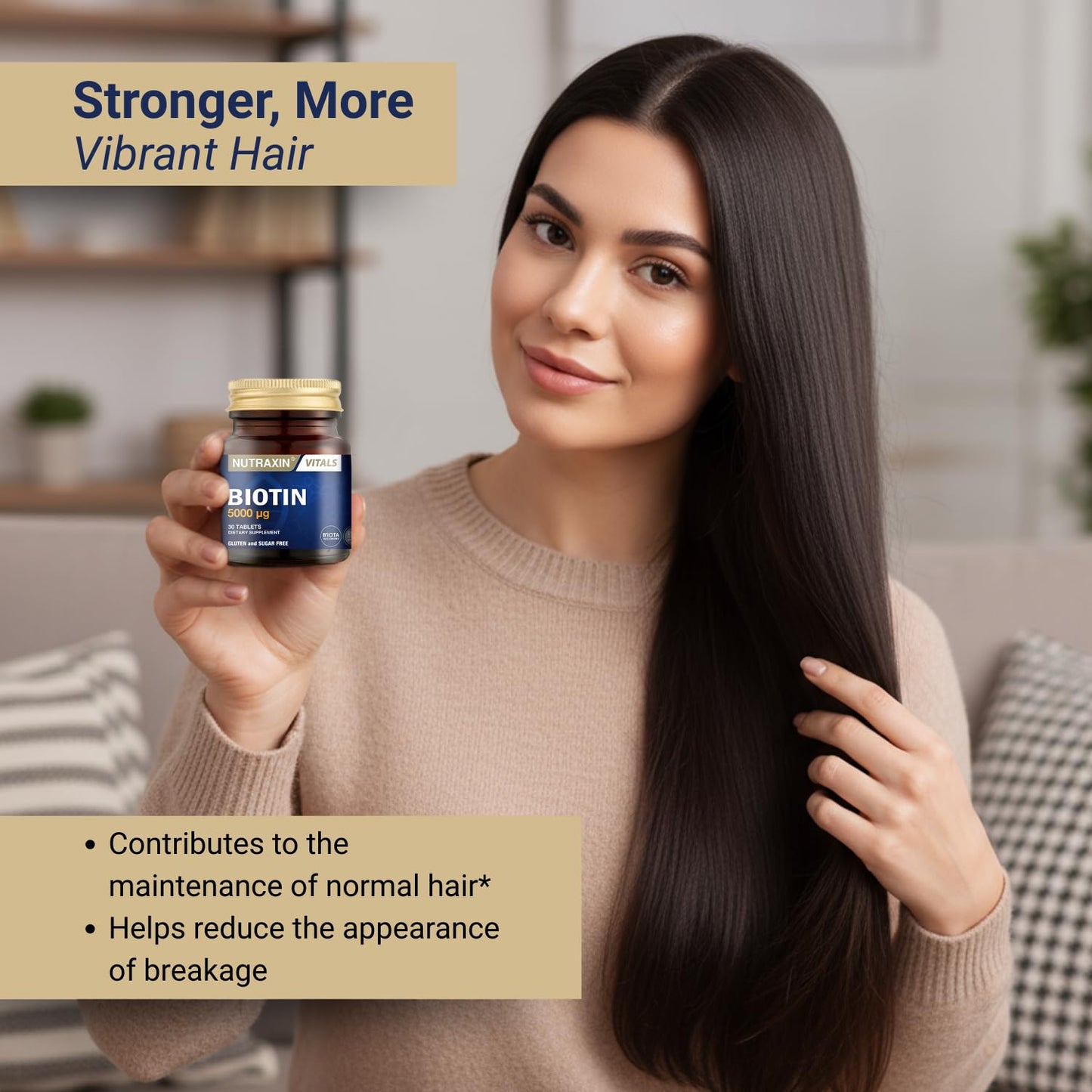 Nutraxin Vitals Biotin 5000 mcg Capsules 30