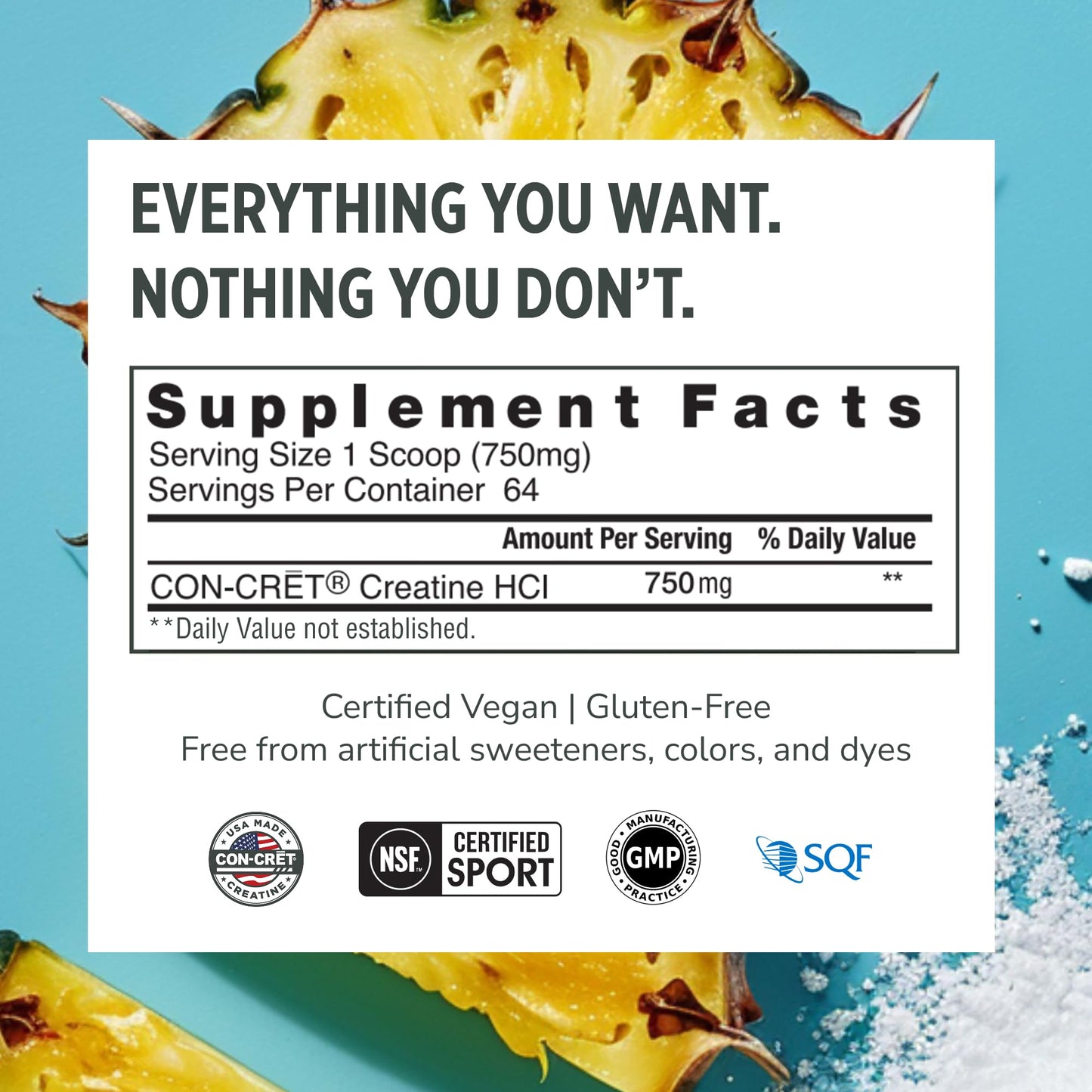 CON-CRET Creatine HCl Powder Pineapple 2.2