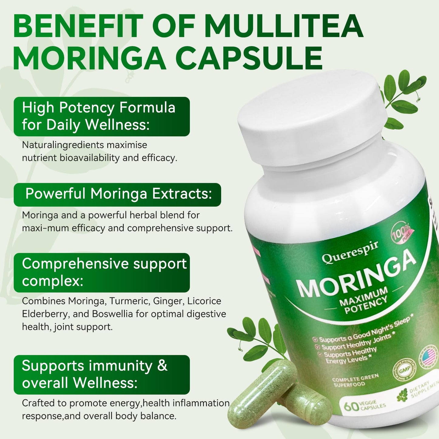 Querespir Moringa Capsules 800mg, 60 Capsules
