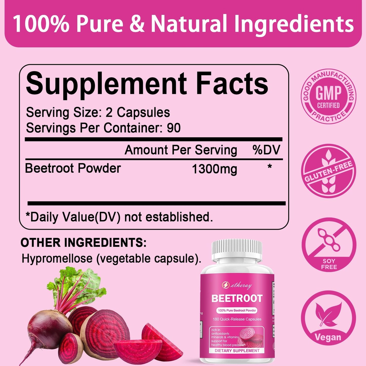 etheray Beet Root Capsules 180 Capsules