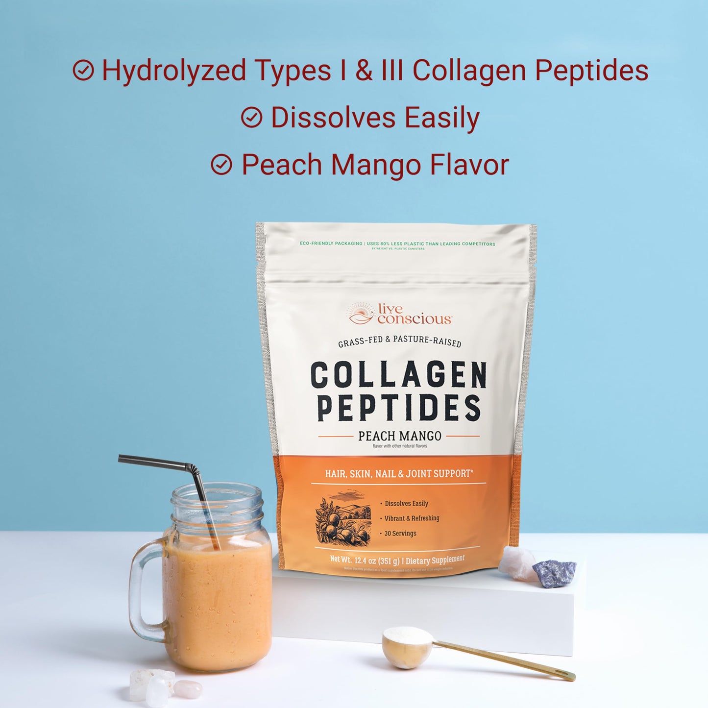 Live Conscious Collagen Peptides Powder 13 Ounce