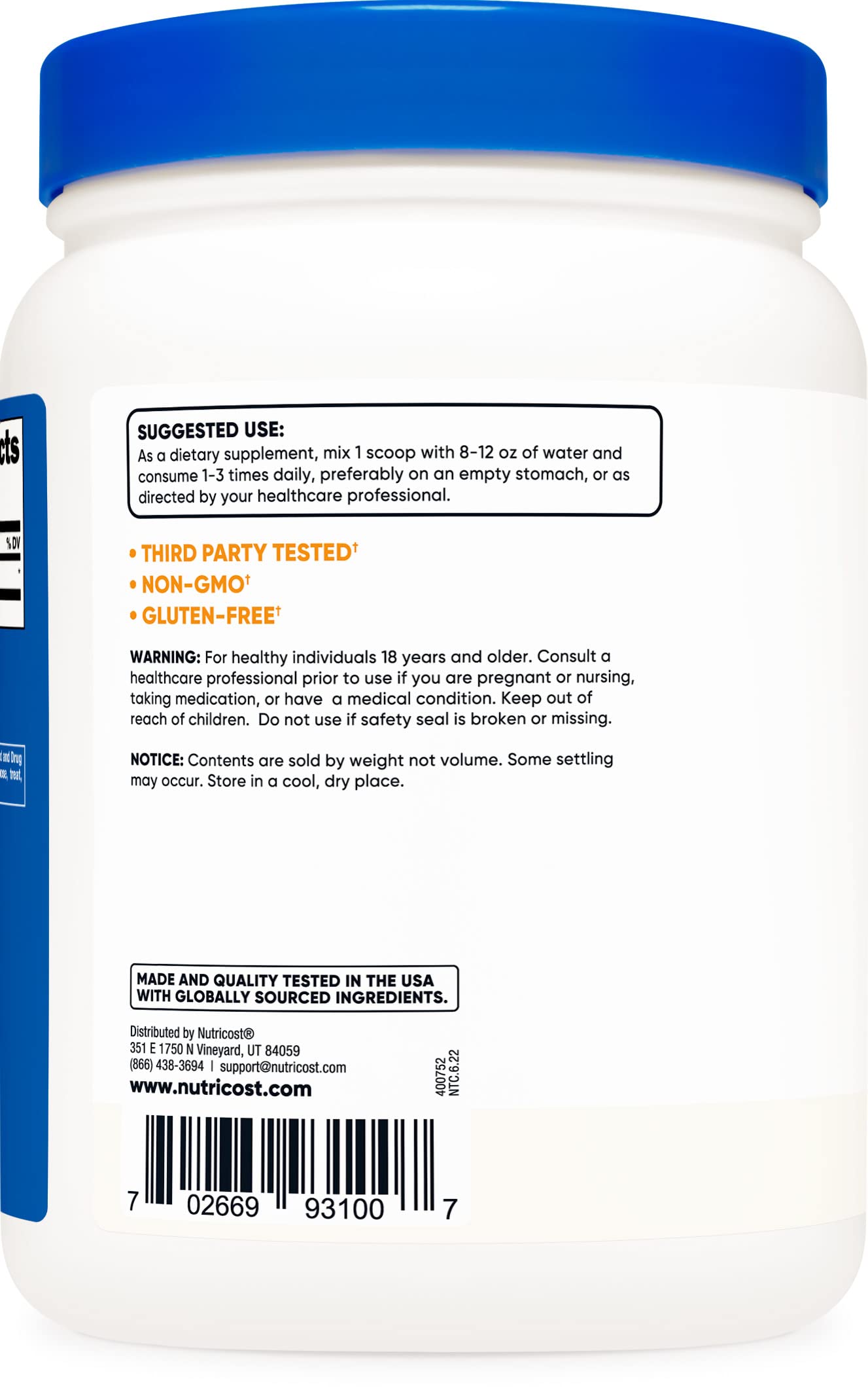 Nutricost Pure GABA (Gamma Aminobutyric Acid) Powder, 500 Grams, Pack of 2