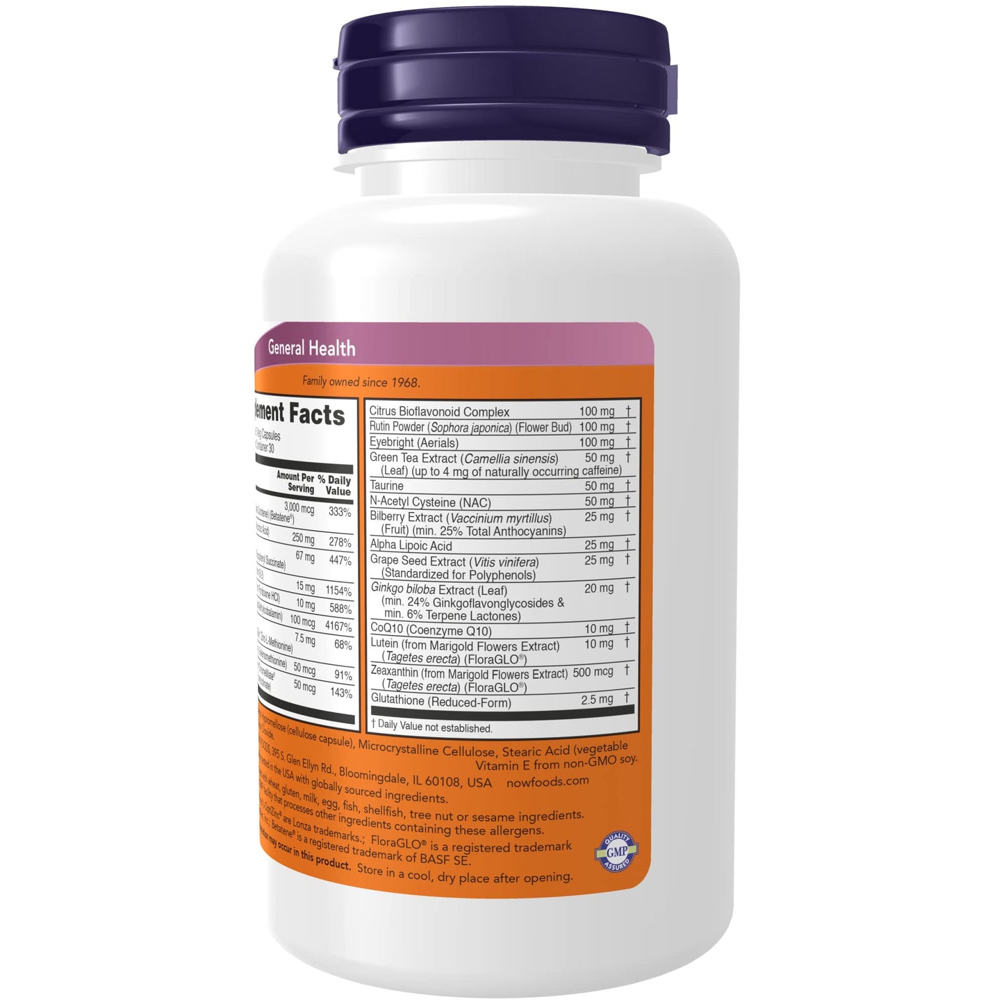 NOW Ocu Support with FloraGLO Lutein, Plus Vitamins A, C and E, 270 Veg Capsules