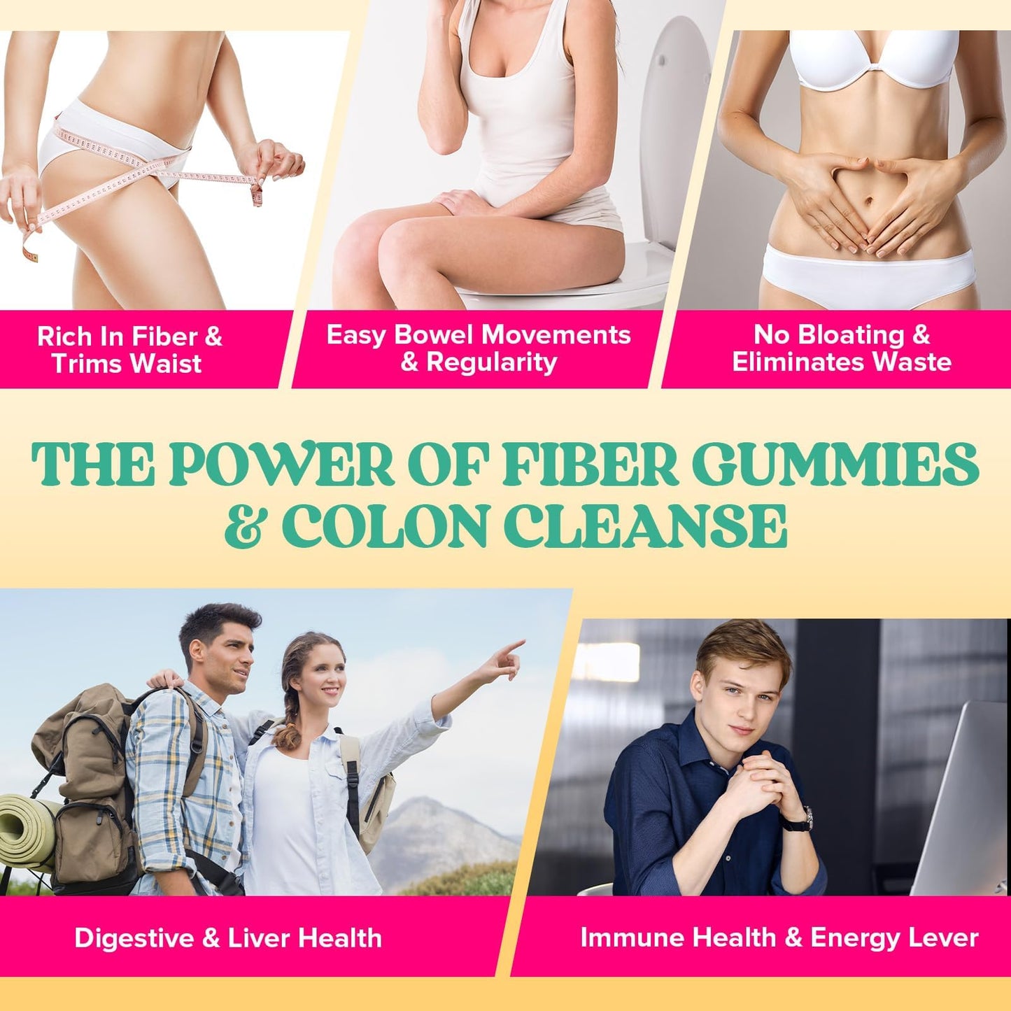 Yusnkioin Fiber Gummies & Colon Gentle Cleanse Gummy 180