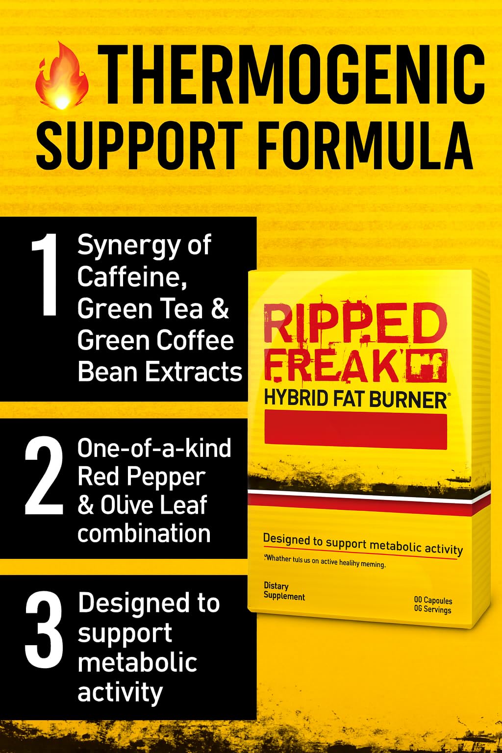 Pharmafreak Ripped Freak Thermogenic Fat Burner for Men & Women - Metabolism, Energy & Focus Support with Green Tea, Green Coffee, Olive Leaf & Sweet Red Pepper, 60 Vegan Capsules