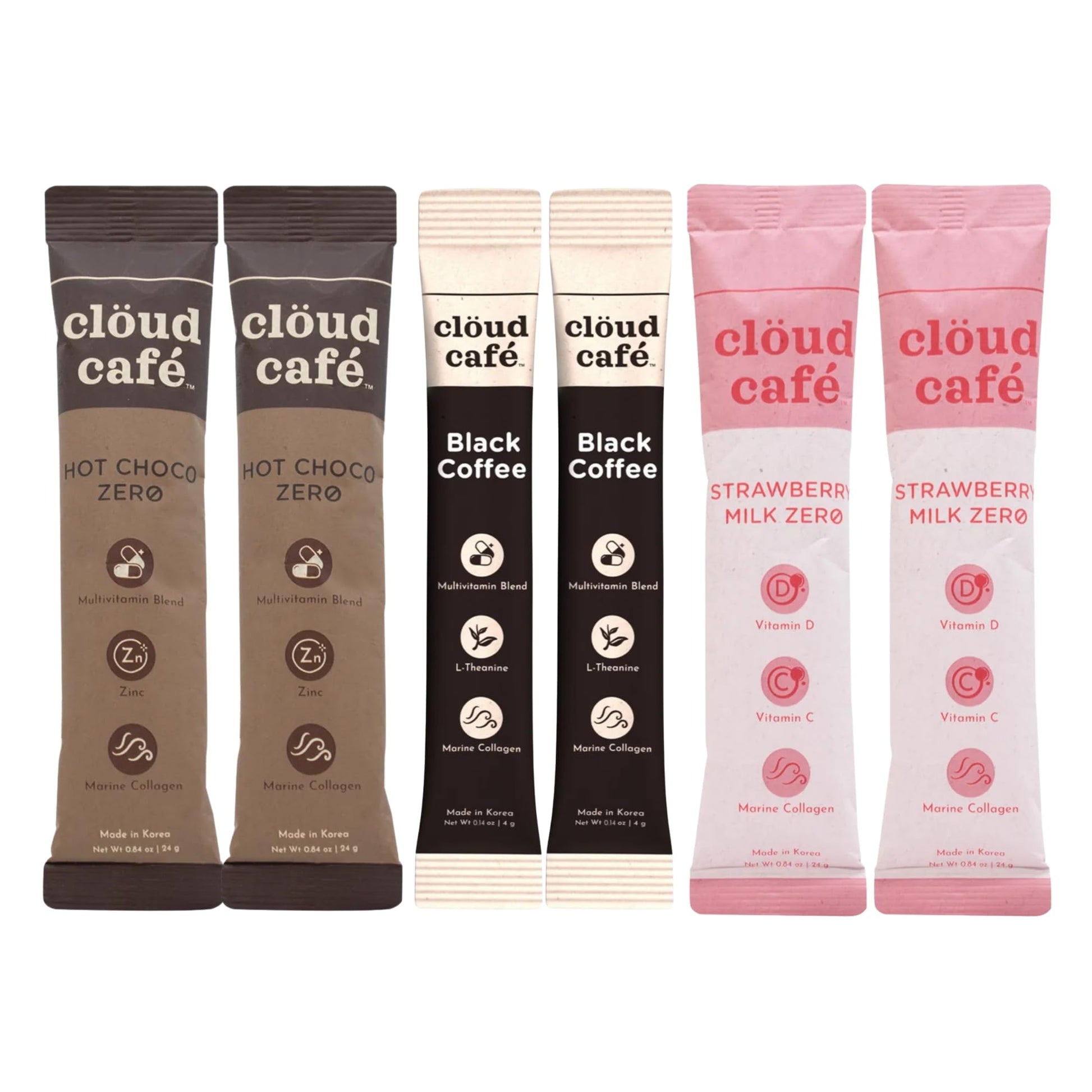 Clöud Café Zero Sugar Collagen Latte Sampler Set Powder 3.56 Ounces