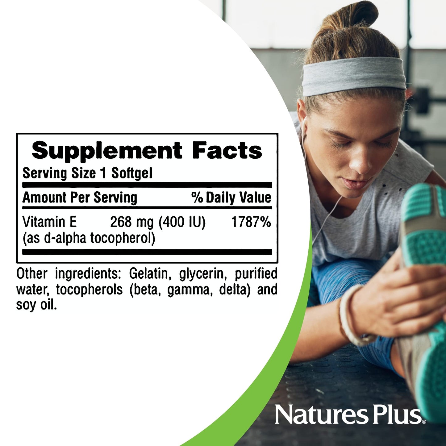 NaturesPlus Vitamin E 400 IU Mixed Tocopherol Softgels, 60 Count