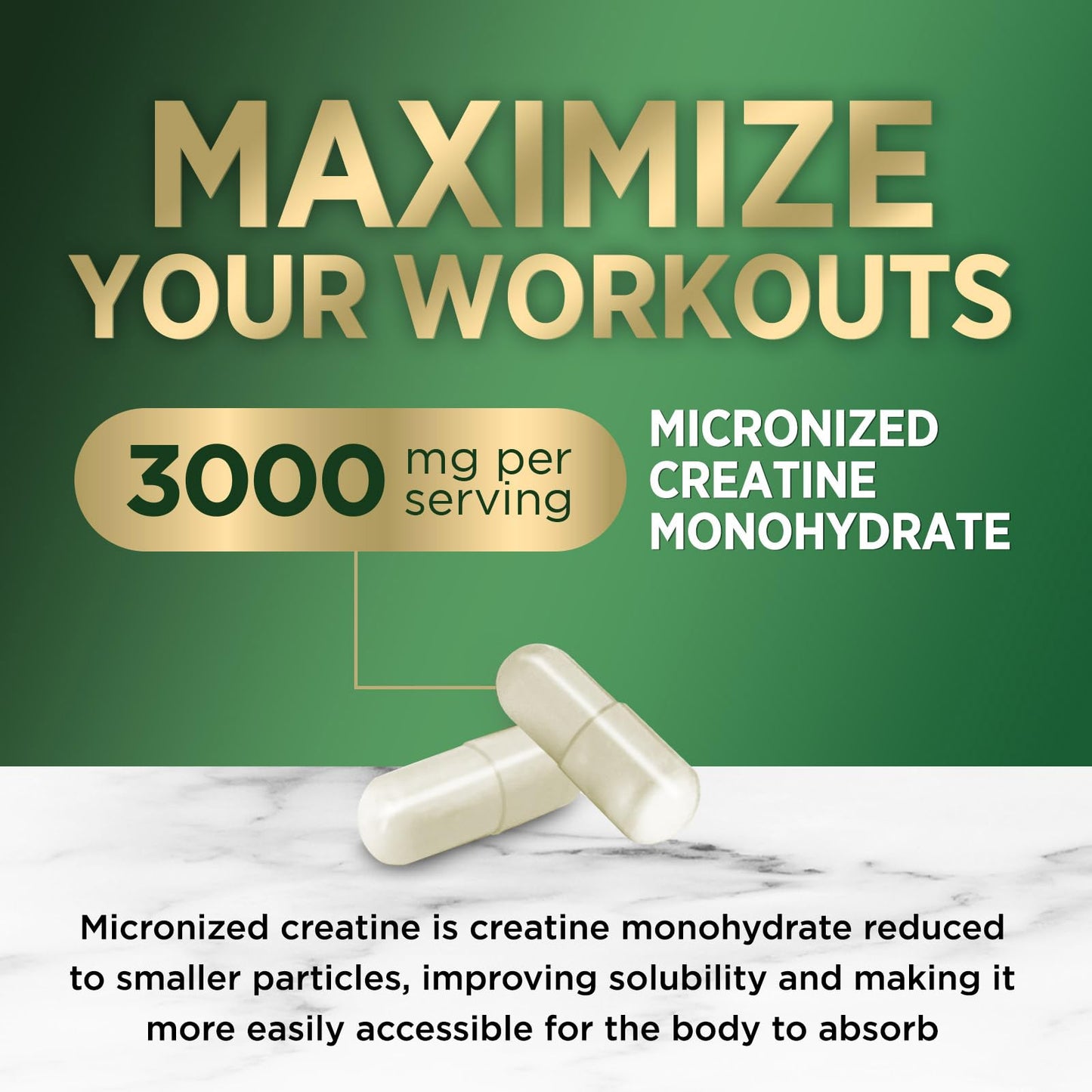 Nature's Nutrition Creatine Monohydrate 3000mg Capsules 120 Capsules