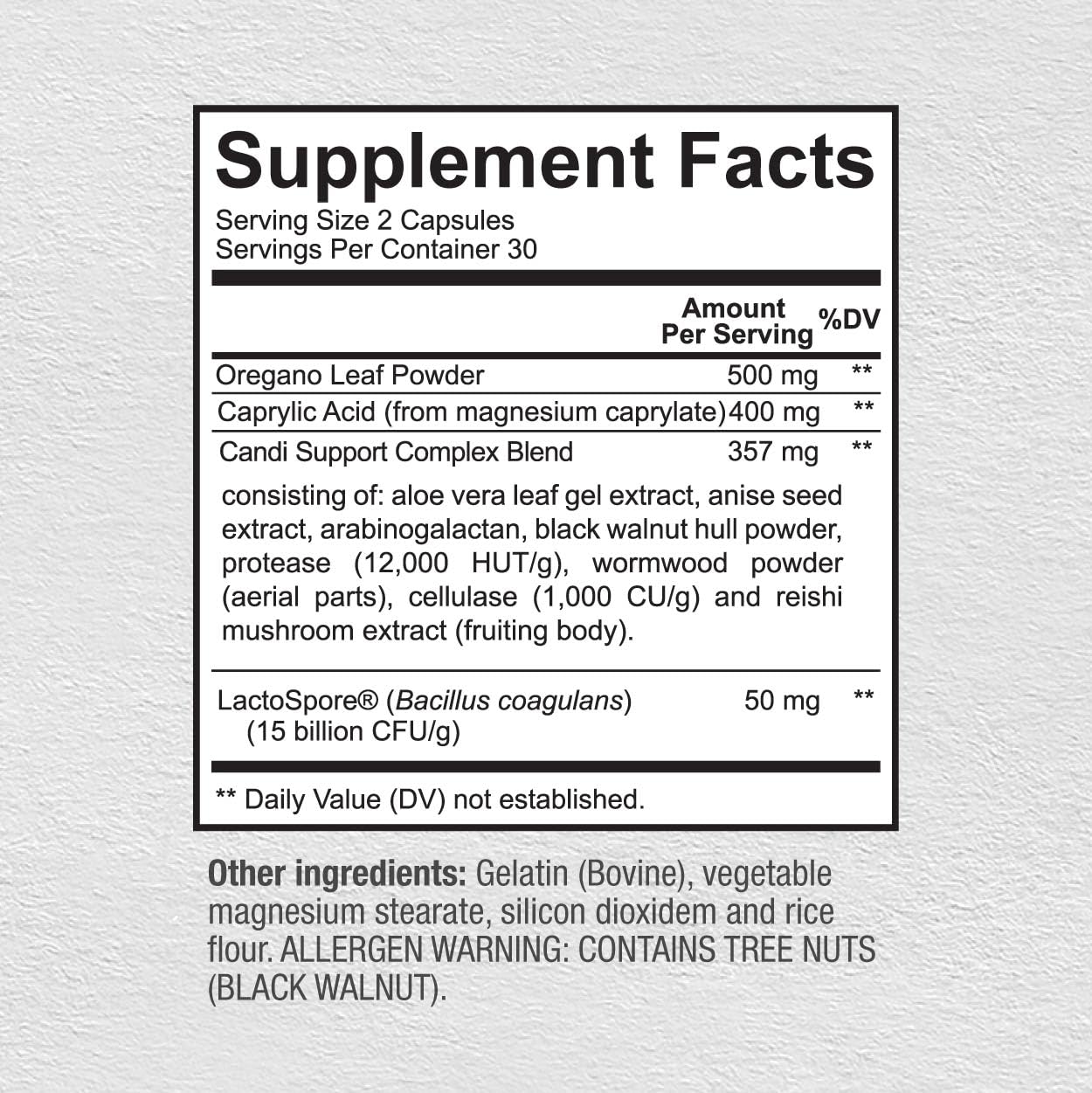 Sunergetic Candida Support Capsules 60 Count