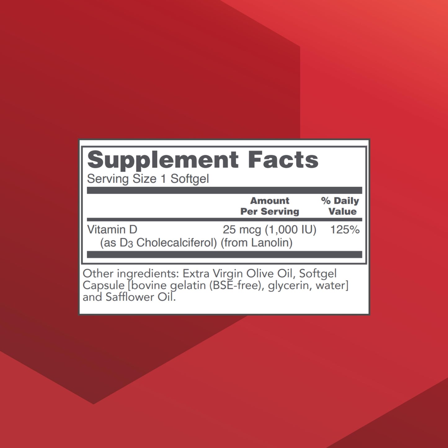 Protocol for Life Balance Vitamin D3 1000 IU Softgel, 120 Softgels