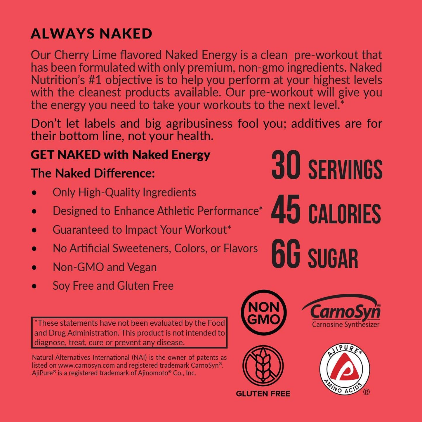 NAKED Cherry Lime Energy Pre-Workout Powder, 16 Servings