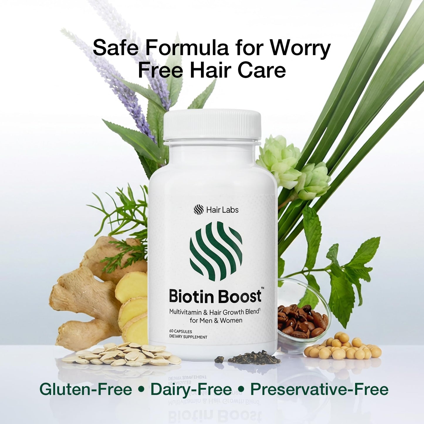 Hair Labs Biotin Boost 5000mcg Hair Growth Vitamins for Women with Saw Palmetto, Keratin & 8 Vitamins DHT Support Formula, Capsules, 60 Count