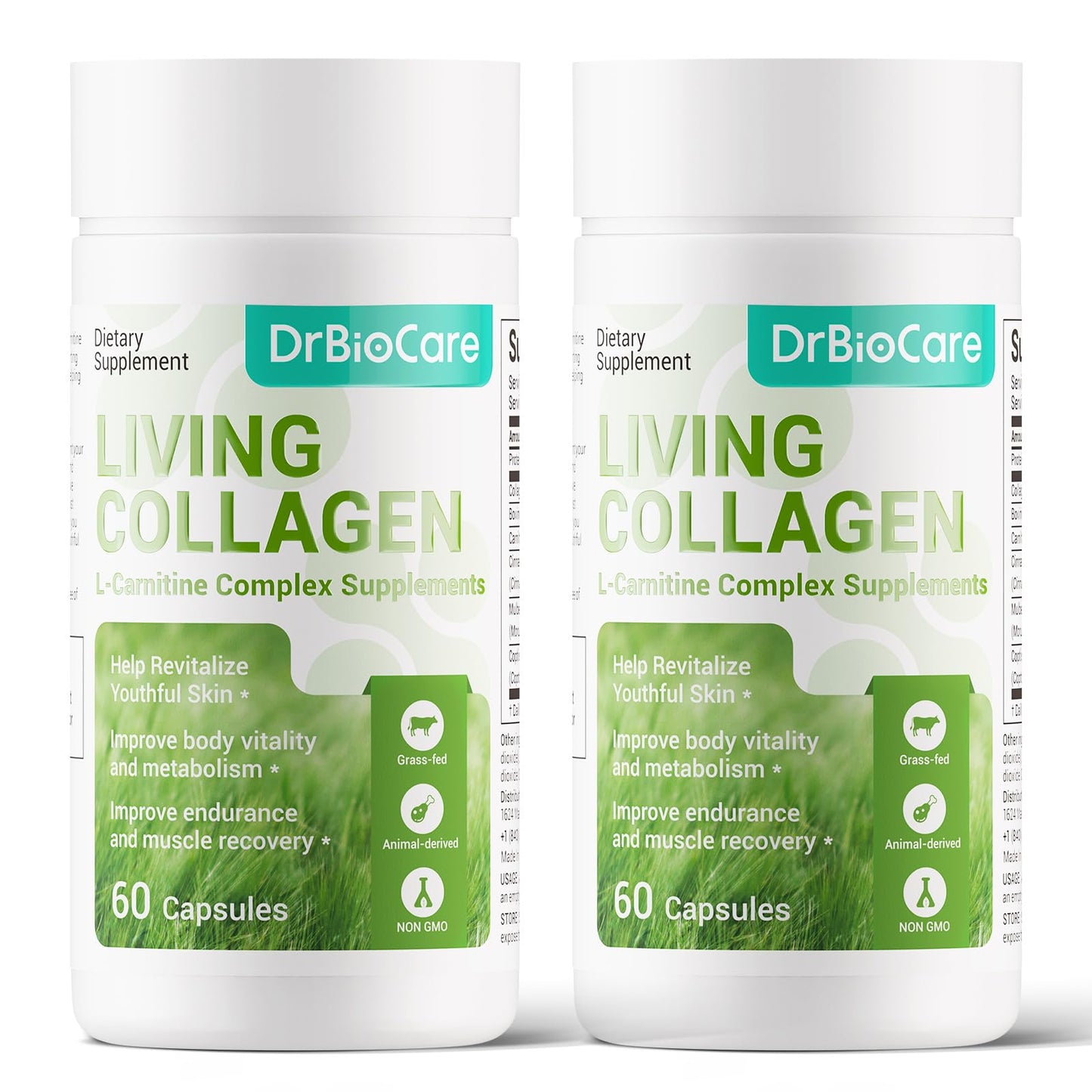 DrBioCare Living Collagen L-Carnitine Complex Supplement, 120 Capsules