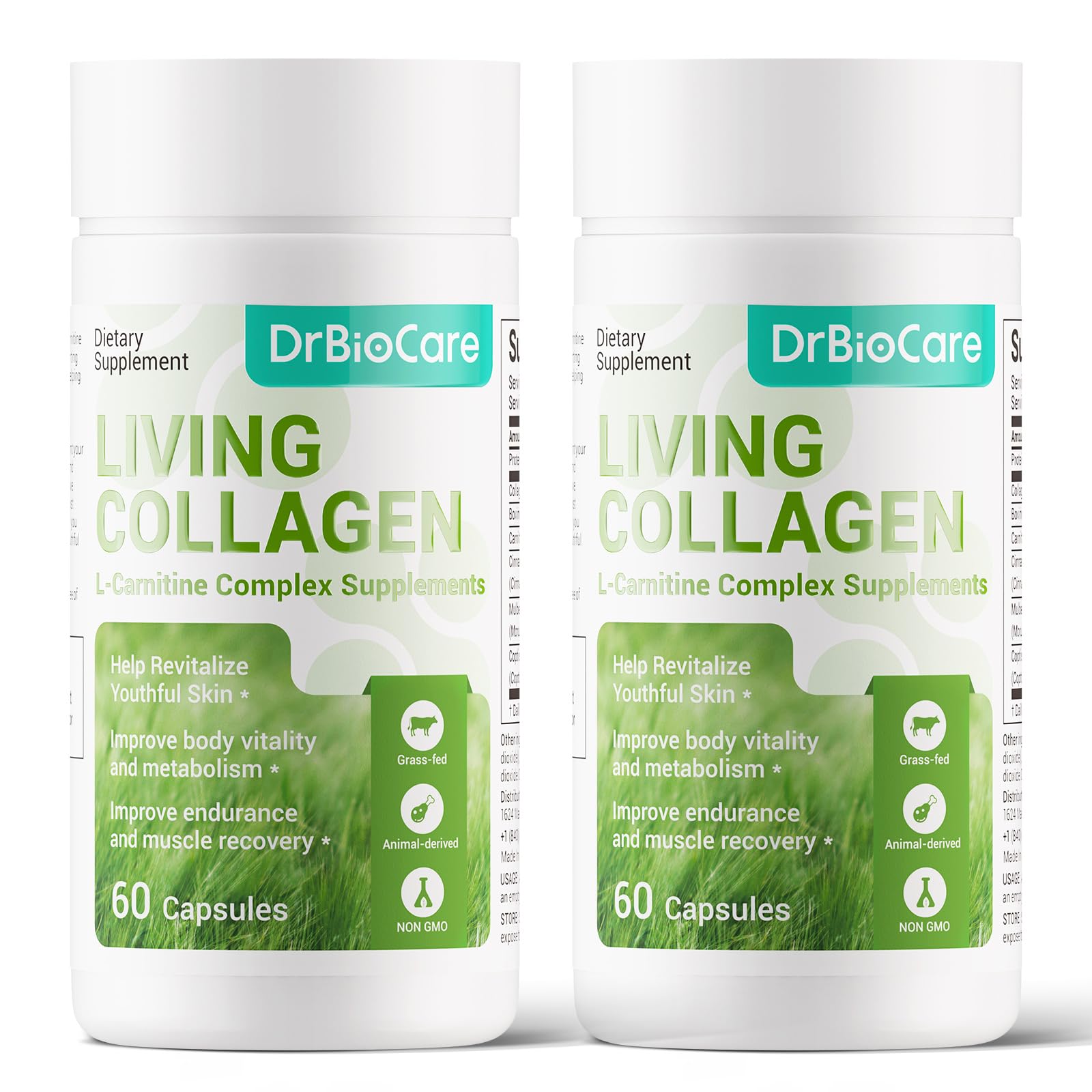 DrBioCare Living Collagen L-Carnitine Complex Supplement, 120 Capsules