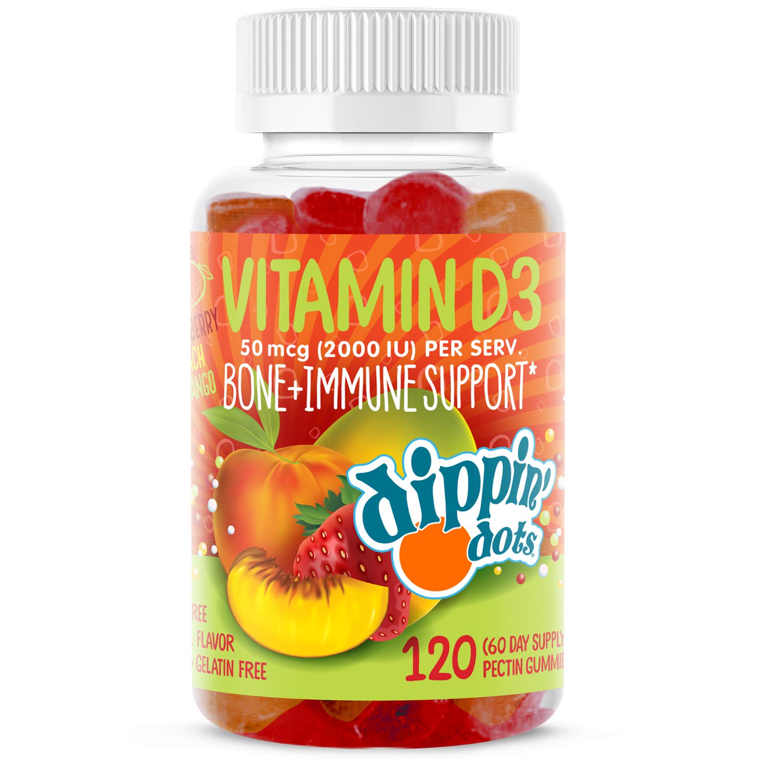 Vital+Boon Dippin' Dots Vitamin D3 (Vitamin D) Gummy, 120 Count