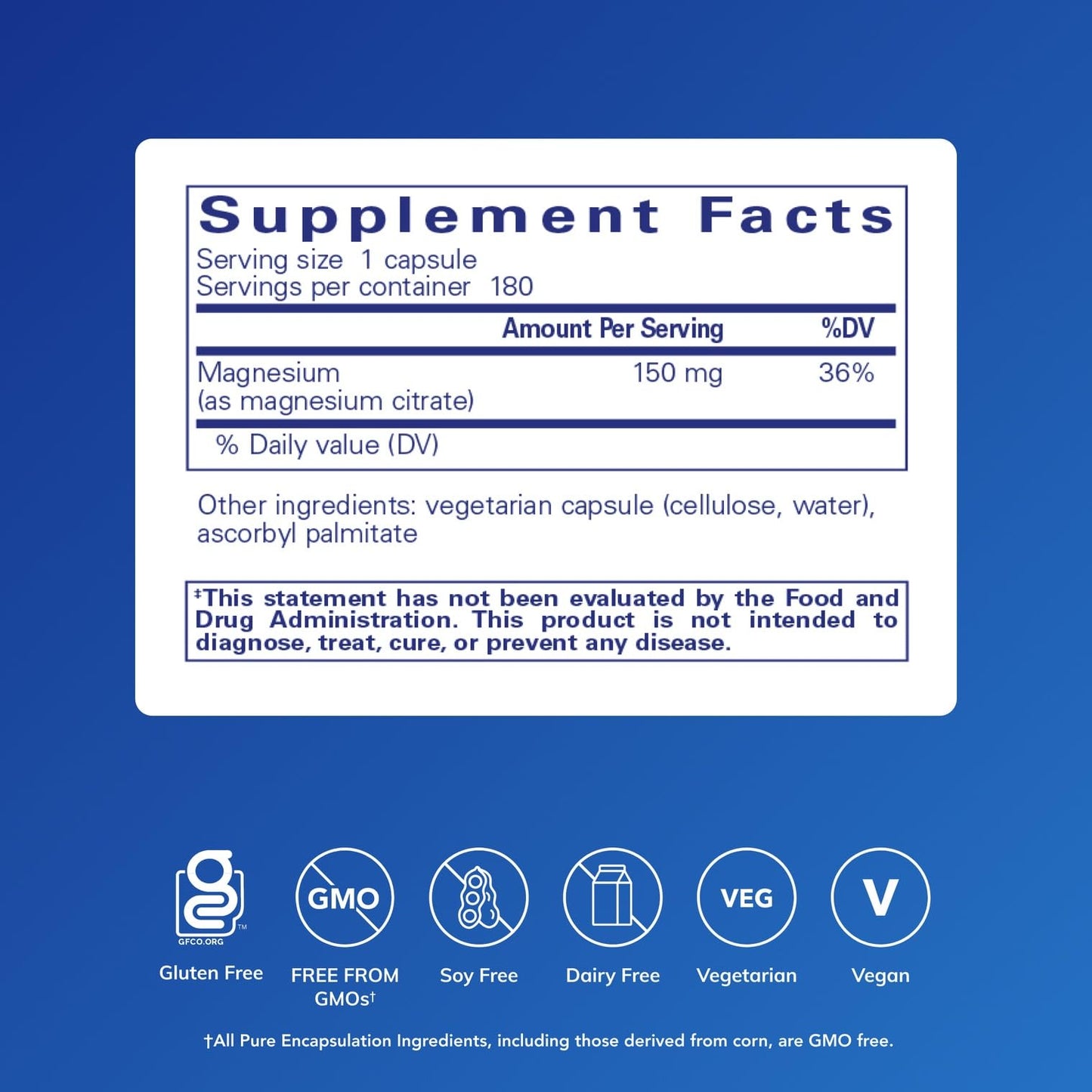 Pure Encapsulations Magnesium (Citrate) Capsules - Premium Magnesium, 180 Capsules