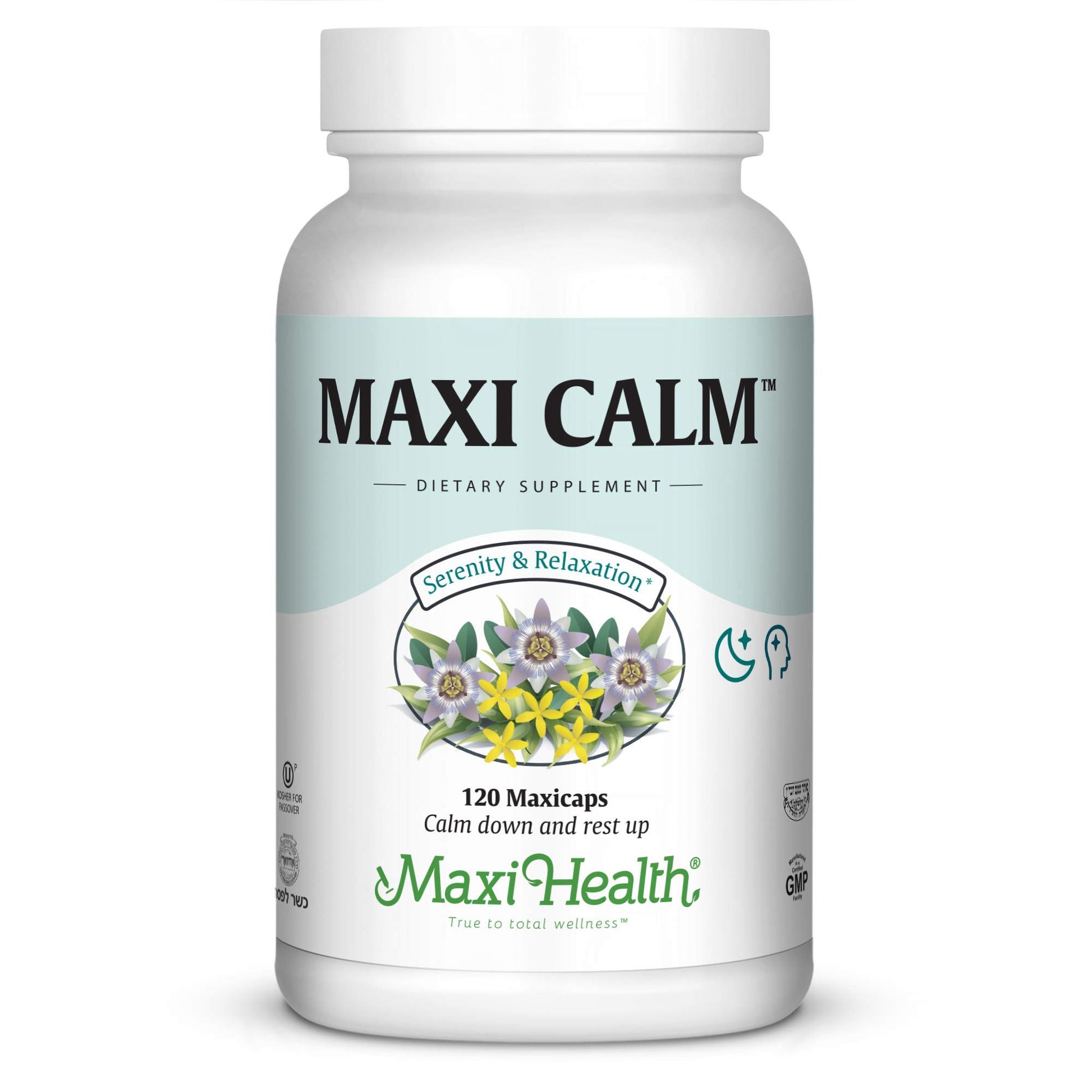 Maxi Health Kosher for Passover Calm Serenity and Relaxation Support Capsules 120 Count