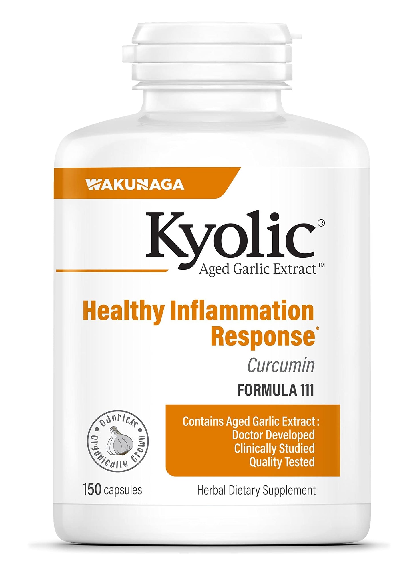 Kyolic Aged Garlic Extract Formula 111 Aged Garlic Extract & Meriva Turmeric Blend Capsule, 150 Count