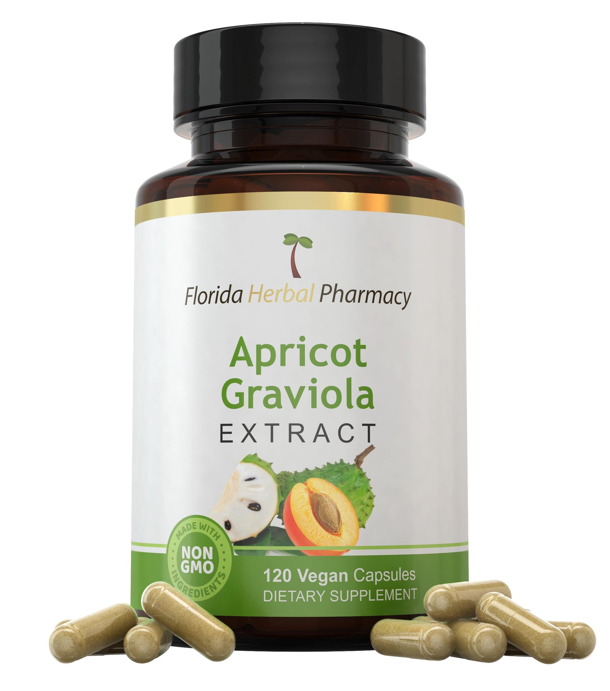Florida Herbal Pharmacy Apricot-Graviola Supplement Capsules 10:1, 120 Capsules