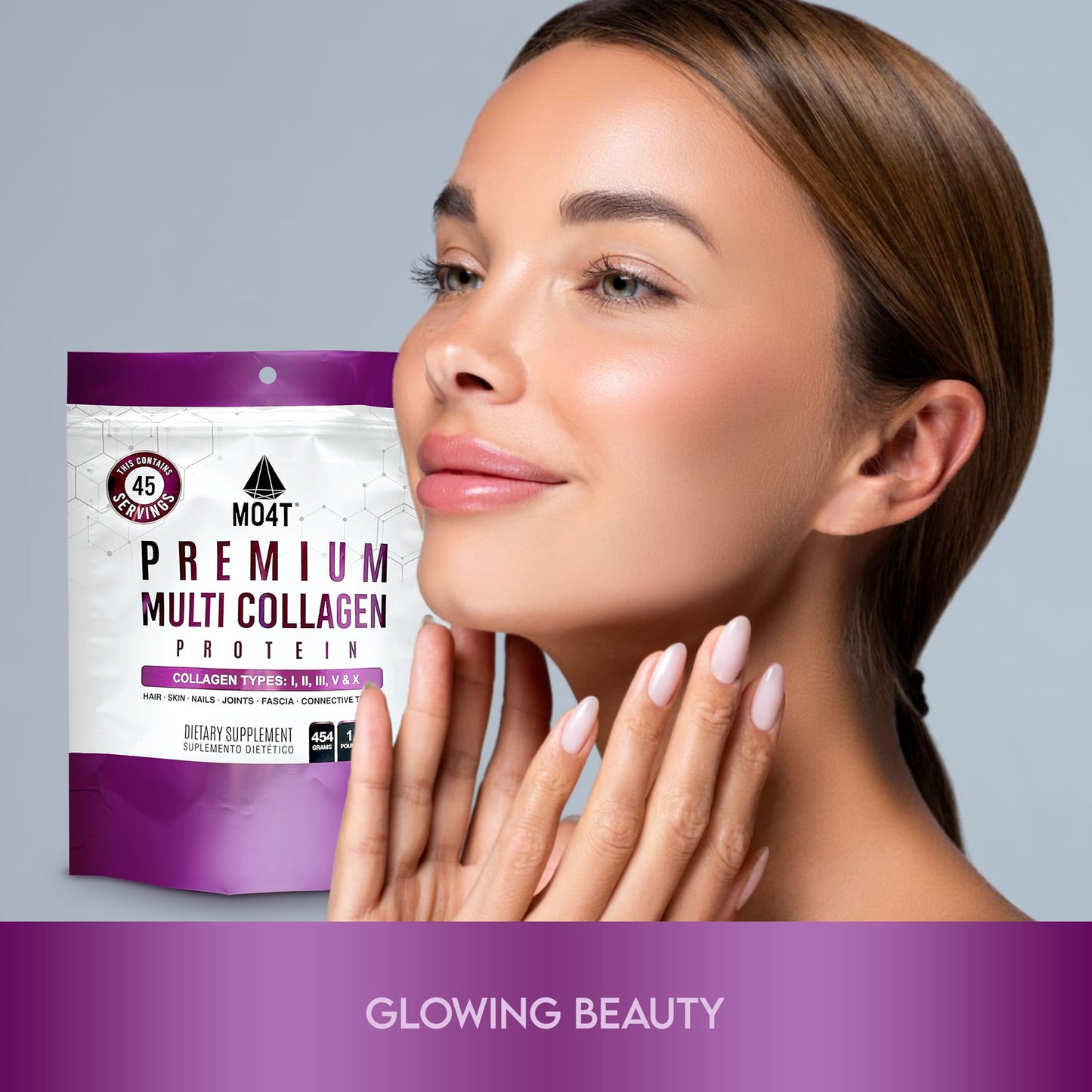 MOMOF4TRANSFORM MO4T Hydrolyzed Multi Collagen Powder 1 lb Sugar-Free, Hair, Skin & Nails, Paleo & Keto, Non-GMO