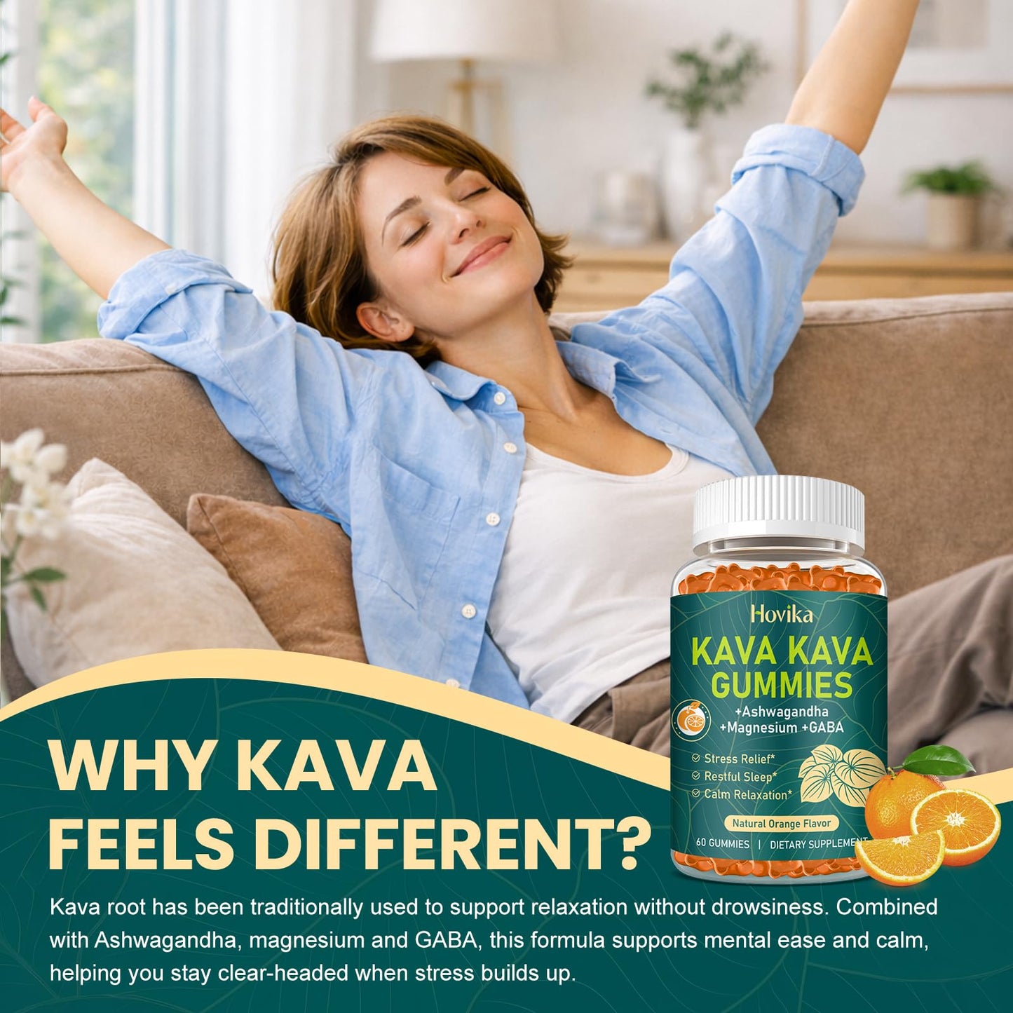 Hovika Kava Kava Gummies, 60 Count