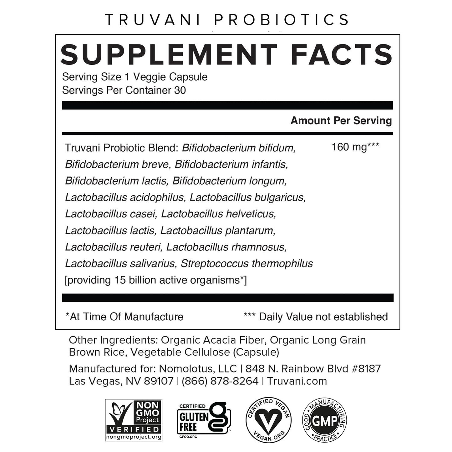 Truvani Probiotic Supplement Softgels 30