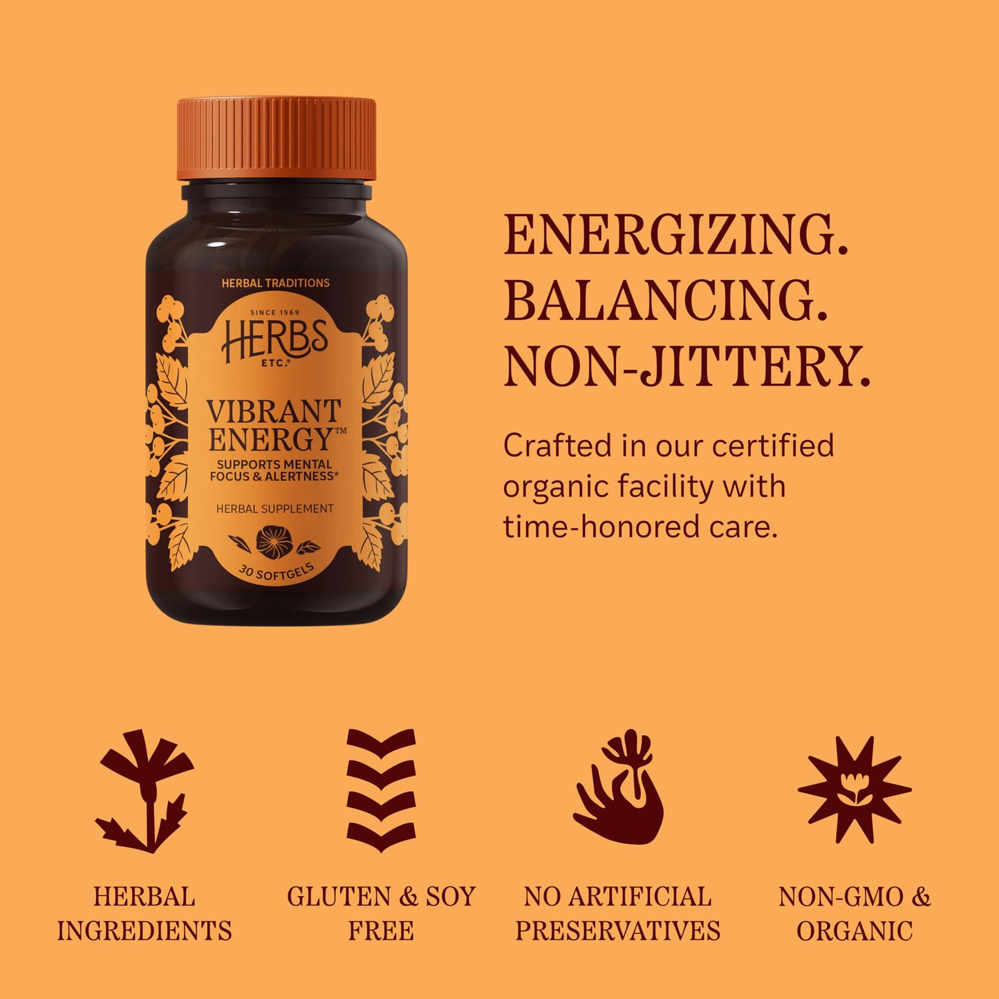 Herbs Etc. Vibrant Energy Softgels 30 Count