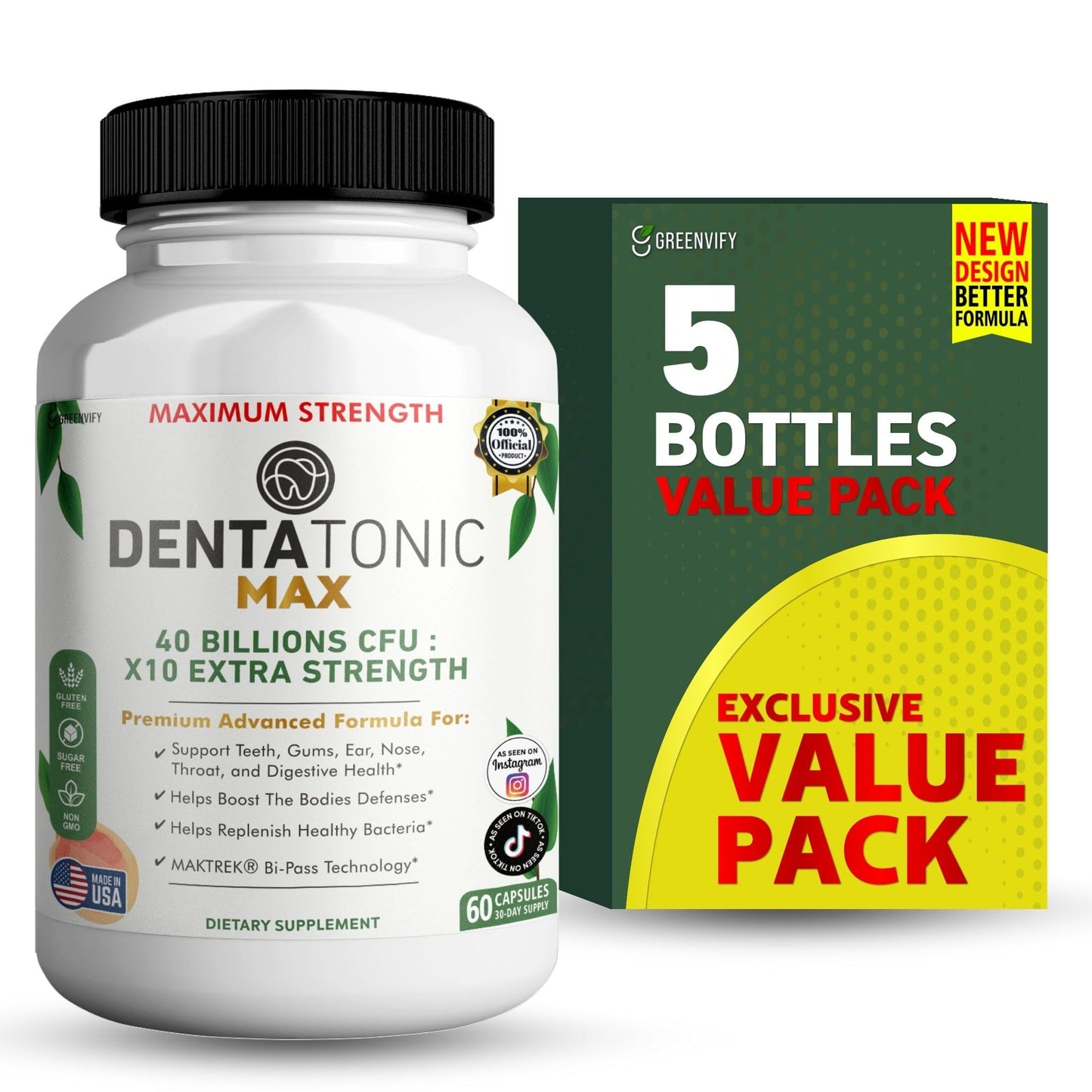 GREENVIFY Denta Tonic Max Probiotic Supplement Capsules 300