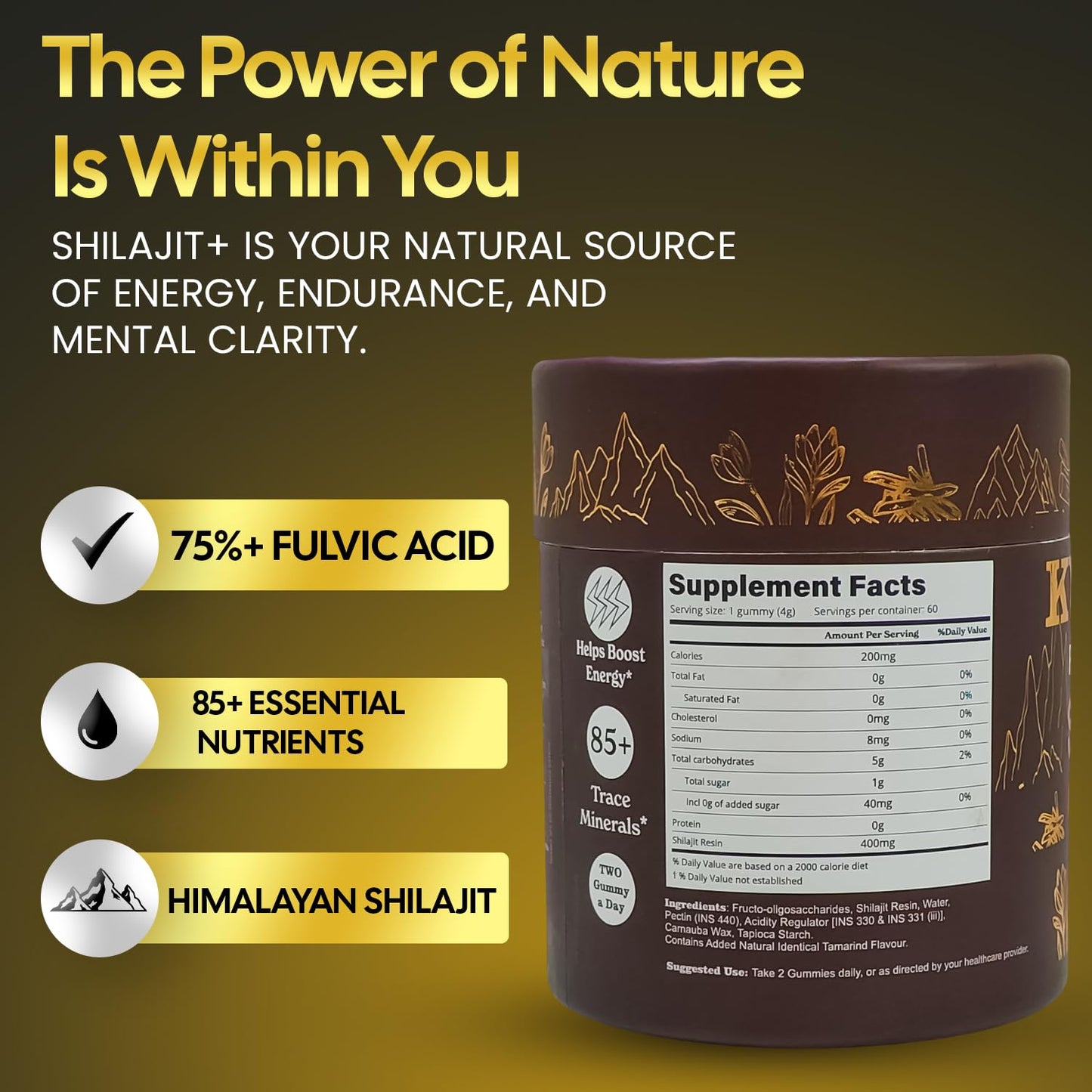 Kun Care Shilajit Gummies 60 Gummies
