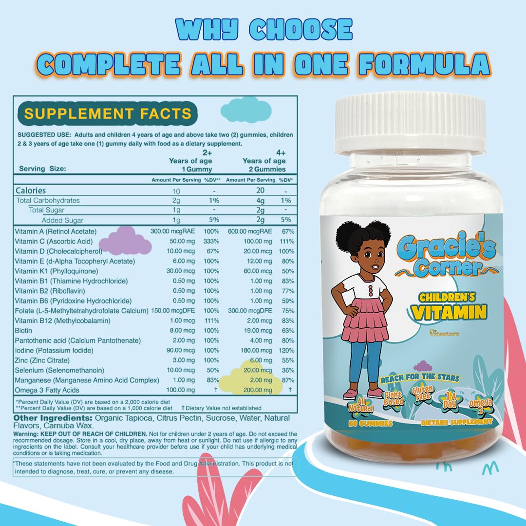 Vitastars Gracie’s Corner Stars Kids Multivitamin Gummies with Omega 3 60 Count
