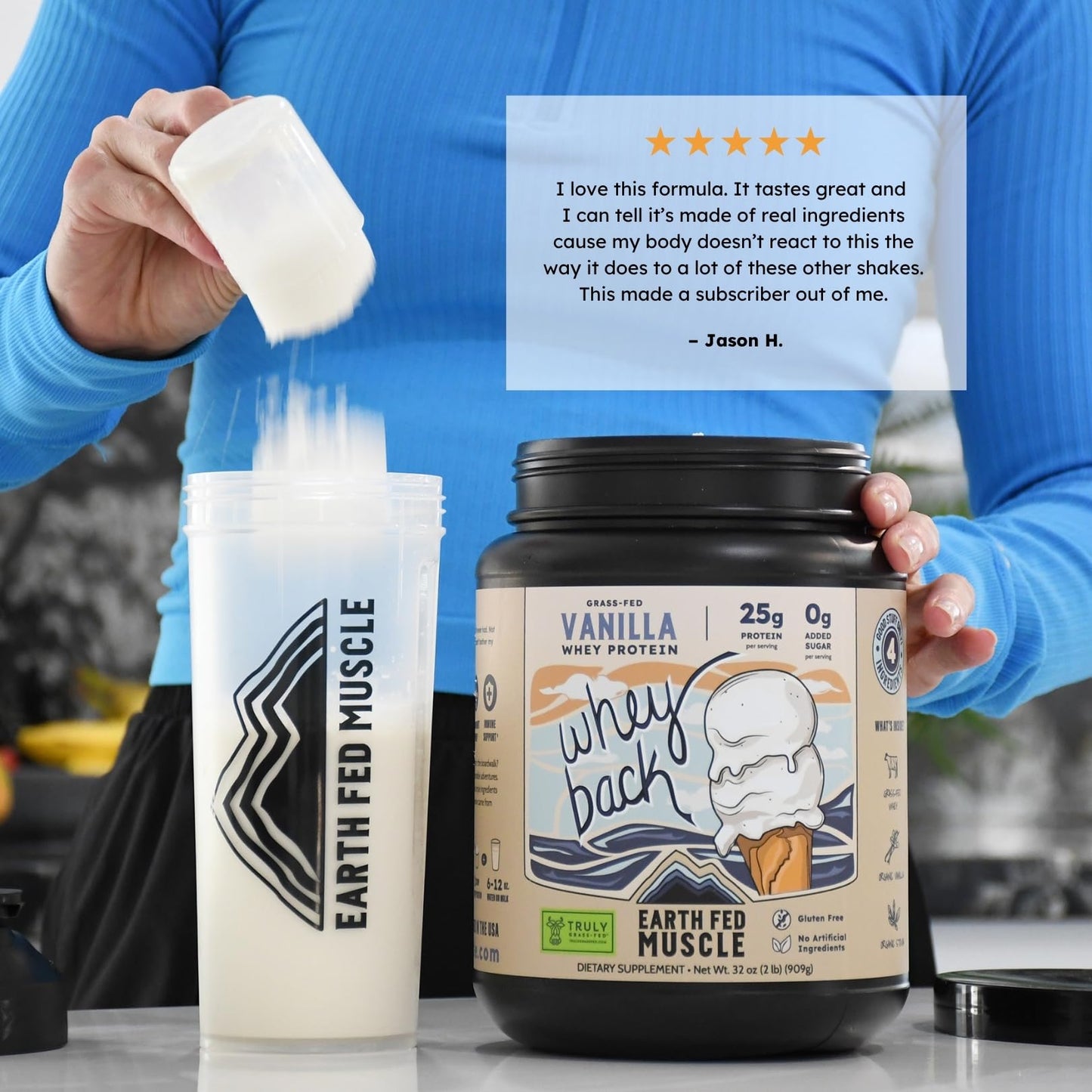 Earth Fed Muscle Whey Protein Isolate Powder Vanilla Irish Grass Fed 32