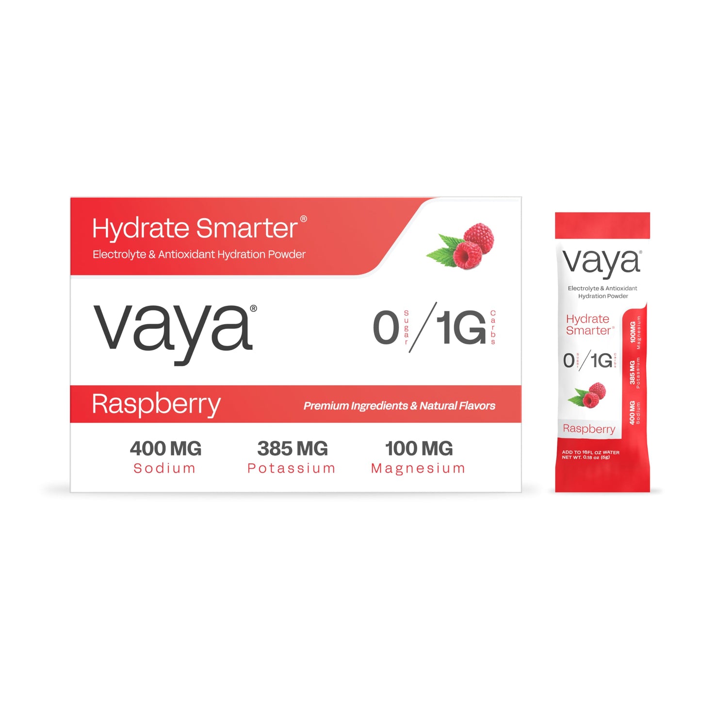 Vaya Sugar Free Electrolyte Powder Packets, Raspberry, 30 Pack