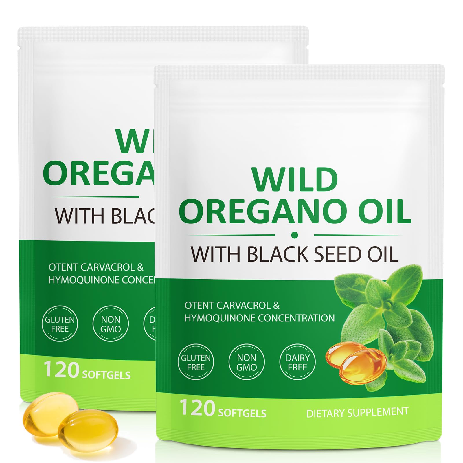flasture Oil of Oregano Capsules 6000mg, 2 in 1 Formulated with Black Seed Oil 200mg, Immune Support, Non-GMO, 240 Capsules
