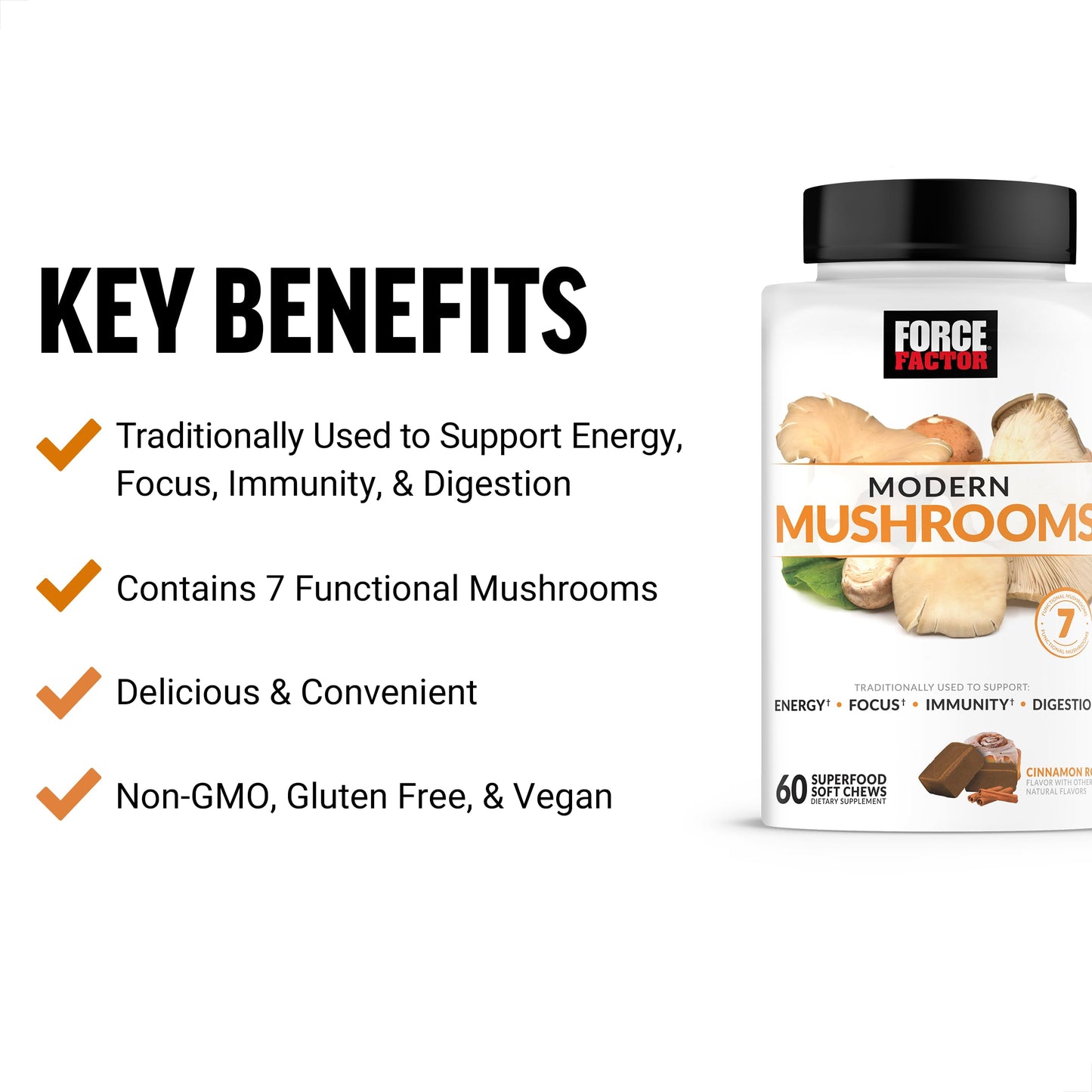 Force Factor Modern Mushrooms Soft Chews, 120 Count