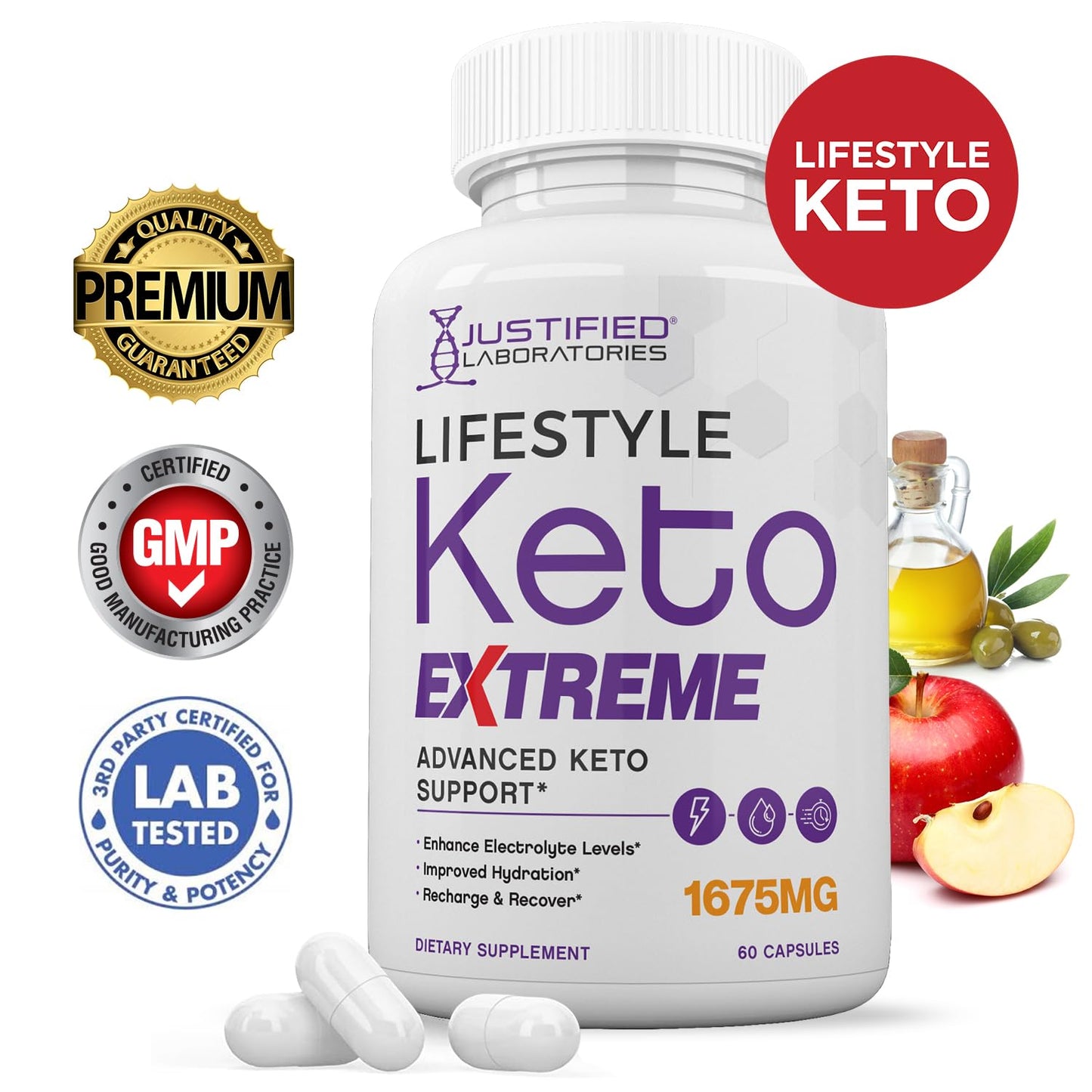 Justified Laboratories Lifestyle Extreme Keto Pills 1675MG Capsules 180 Capsules
