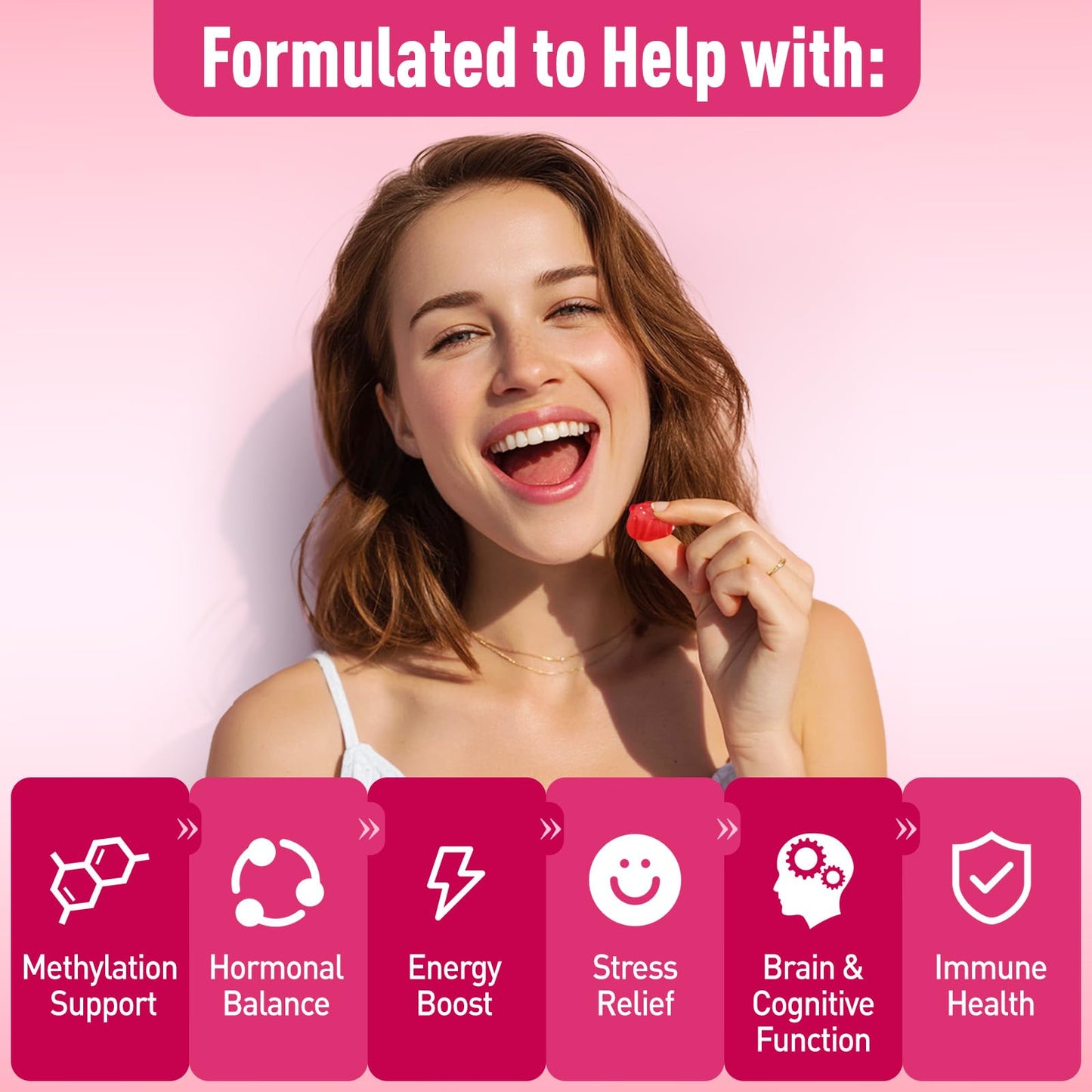 Yutiny Methylated Multivitamin for Women Gummies, Methyl B Complex Vitamins with D3 Zinc Choline TMG for Energy & Nervous System, Vegan, Sugar Free, 60 Gummies