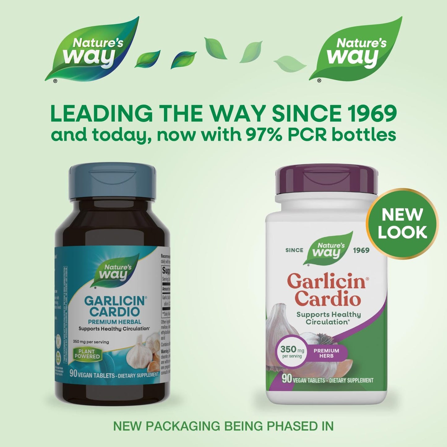 Nature's Way Garlicin Cardio Premium Herbal Healthy Circulation Support, 350 mg per Serving, 90 Tablets