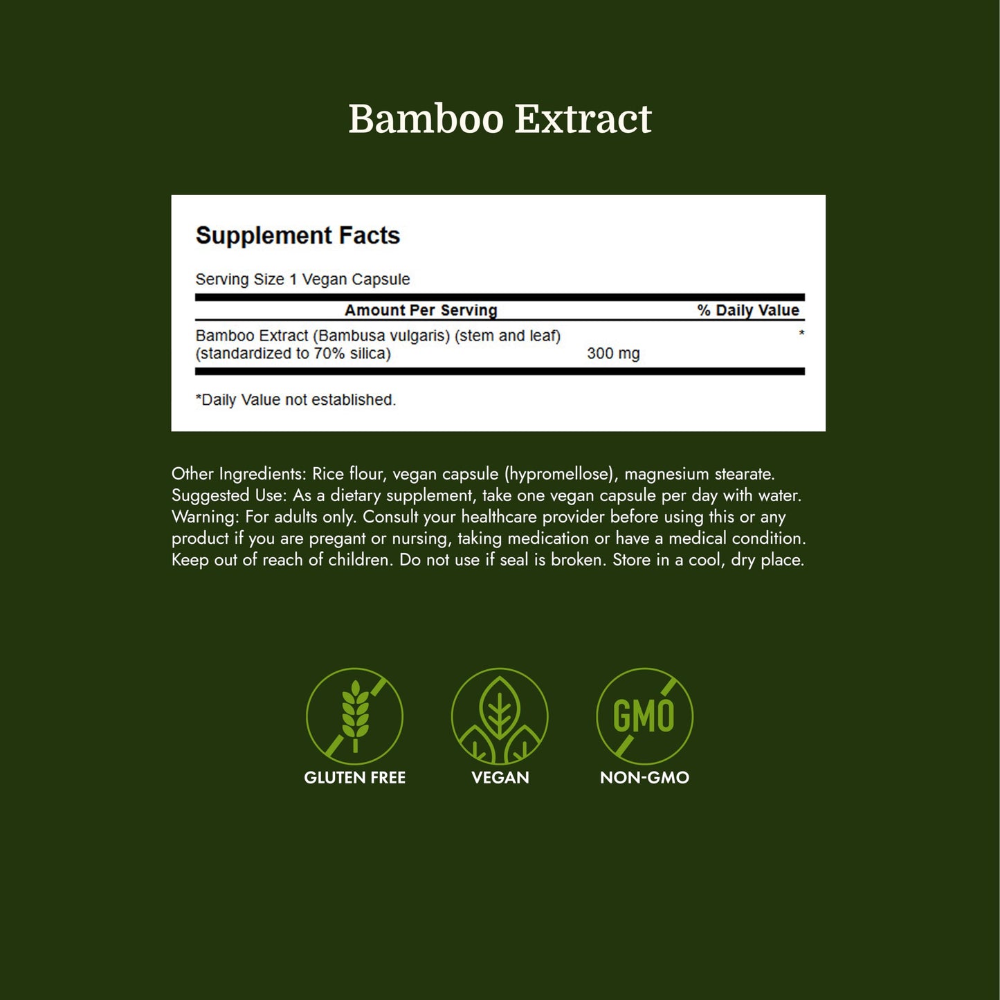 Swanson Bamboo Extract Silica Capsules, 60 Count