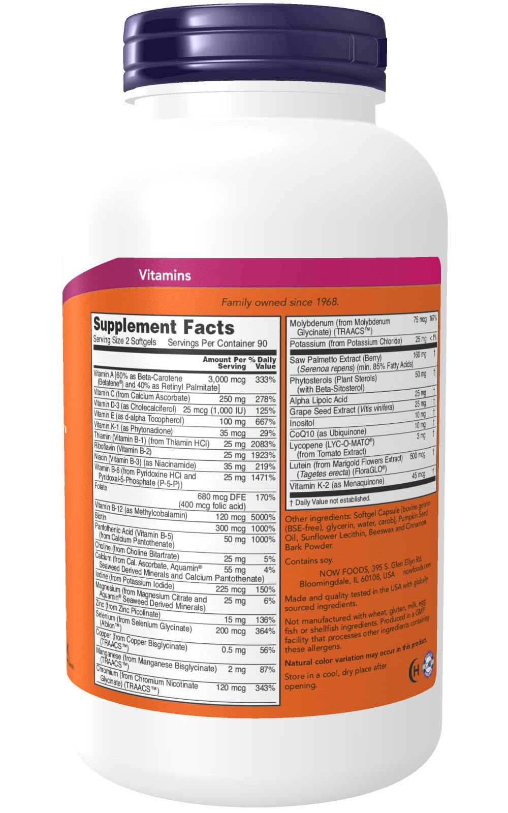 NOW Foods ADAM Superior Men's Multi Softgels 180