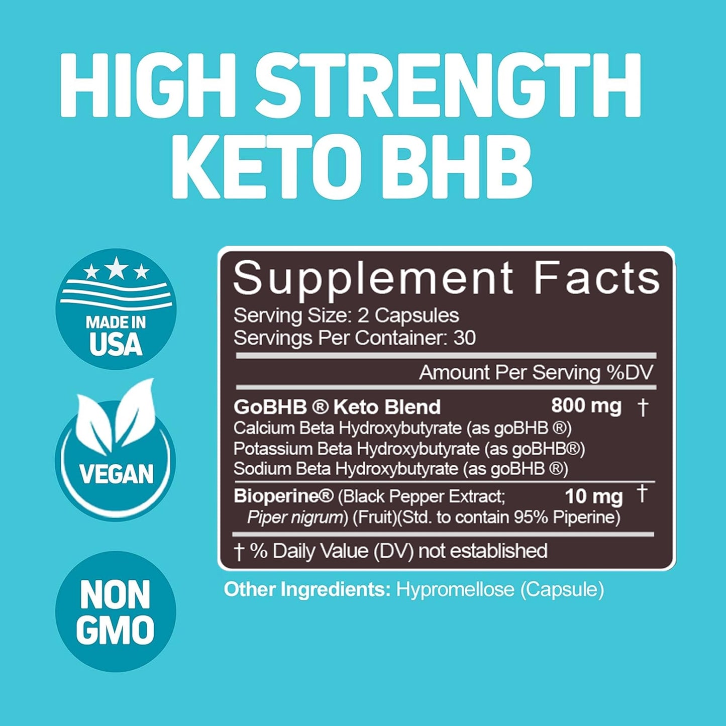Herbtonics Keto BHB+ BioPerine Keto Pills 60 Capsules
