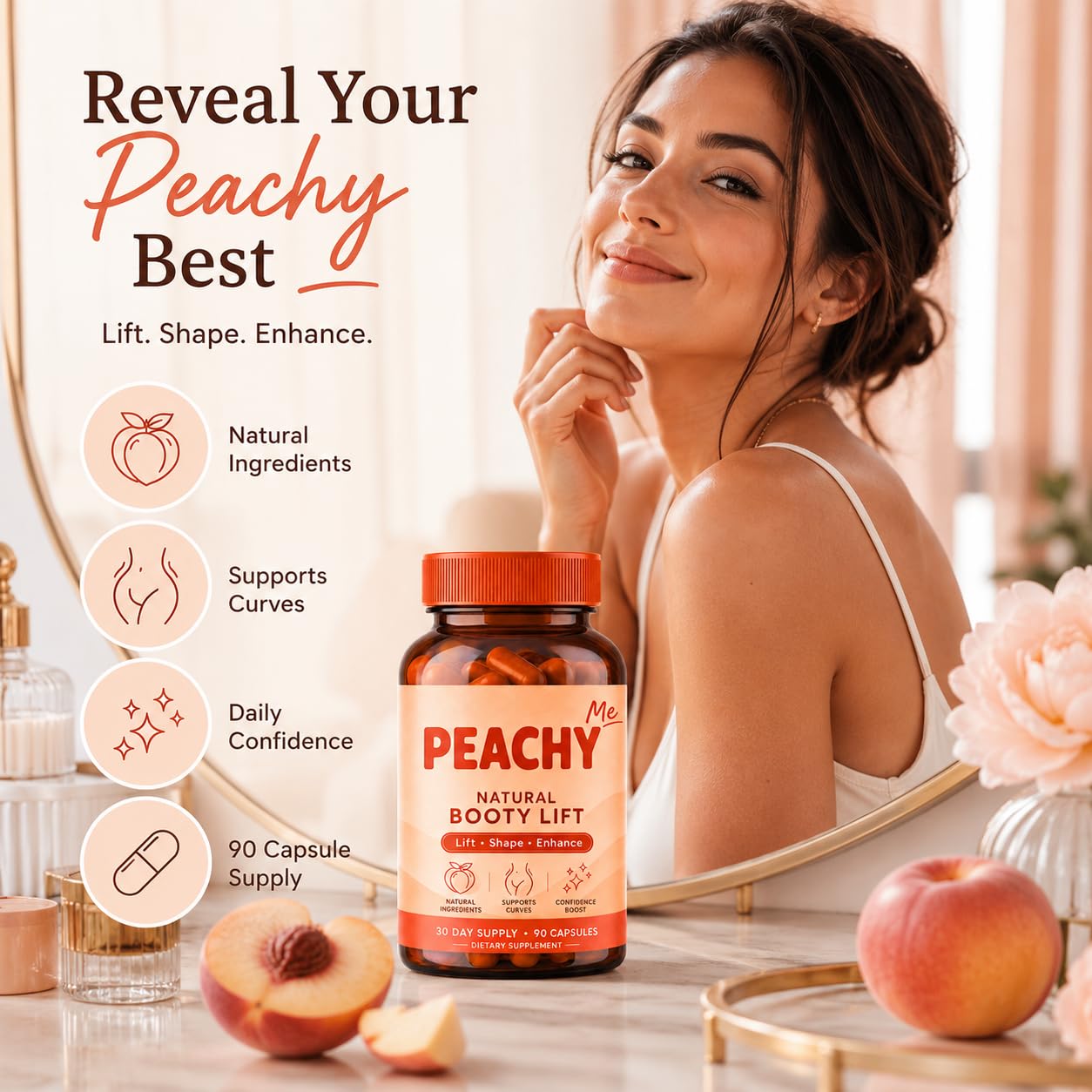 Cosmody Peachy Me BBL Pills Natural Booty Lift Capsule 90 Count