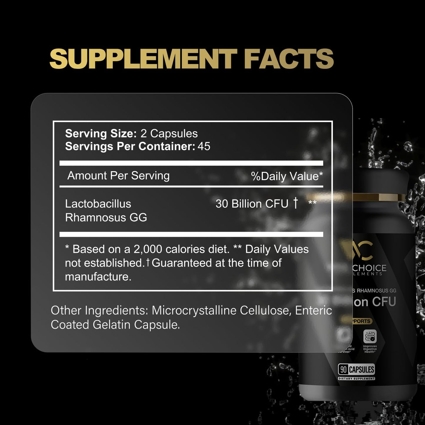 Wise Choice Supplements Lactobacillus Rhamnosus GG Probiotic Capsule 90 Count