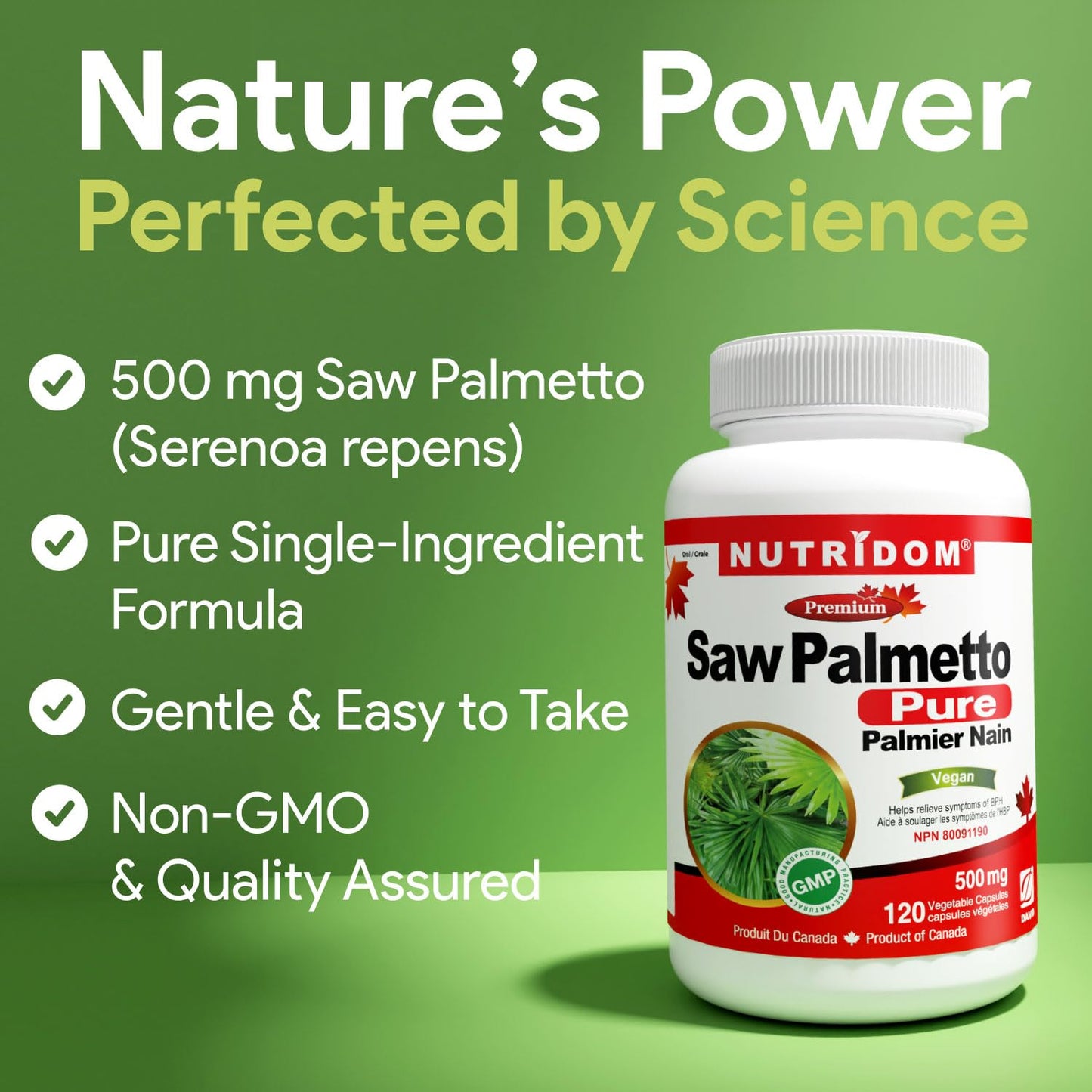 Nutridom Saw Palmetto 500mg Capsules, 120 Count