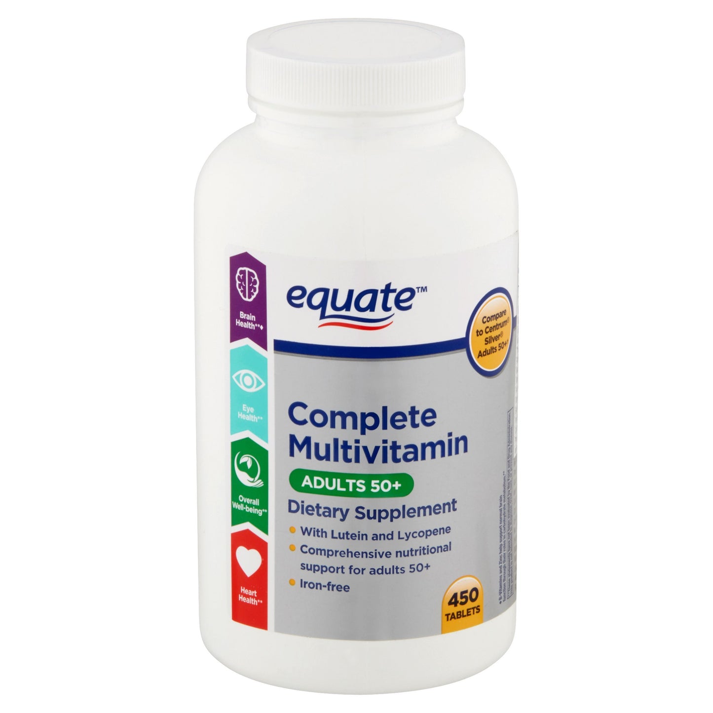 iPoplor Equate Adults 50+ Complete Multivitamin/Multimineral Supplement Tablets, 450