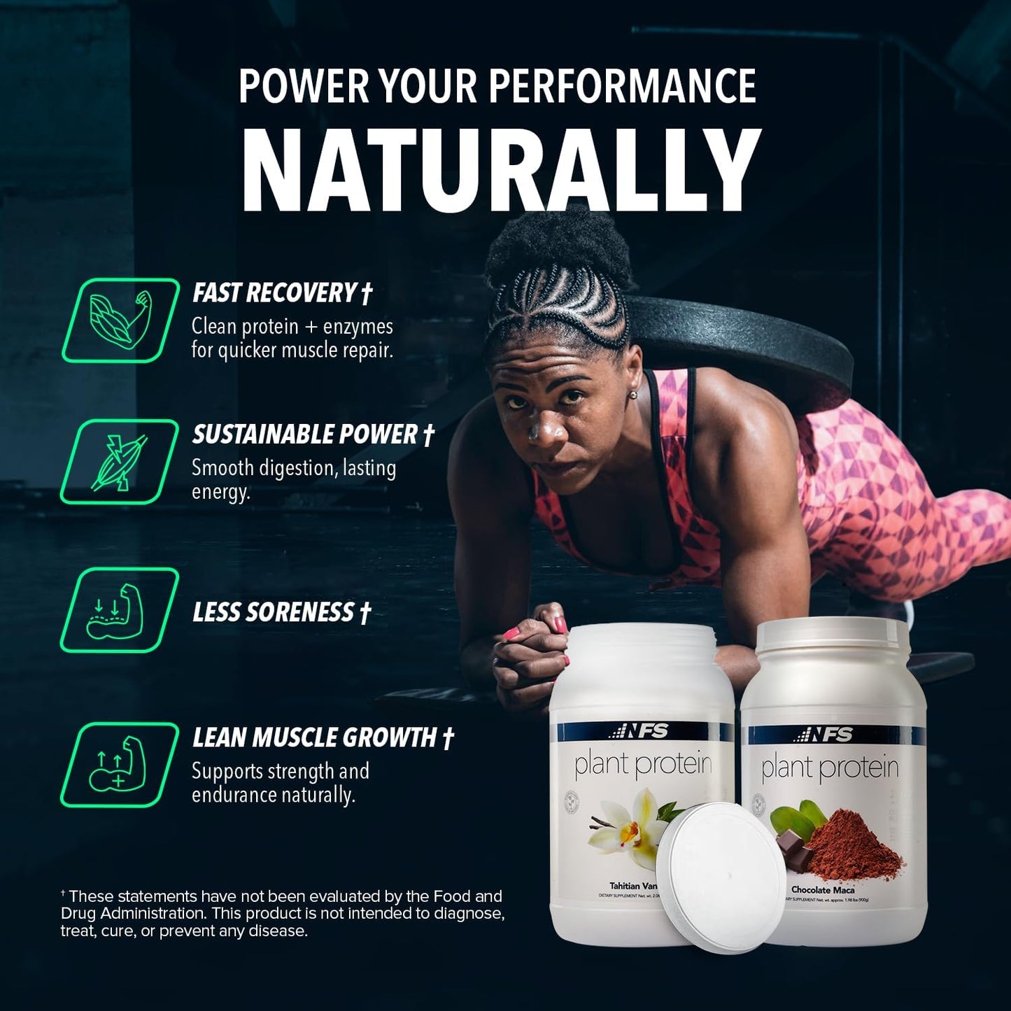 NF Sports All-Natural Plant-Based Protein (Chocolate Maca) Protein Powder, 28 Servings
